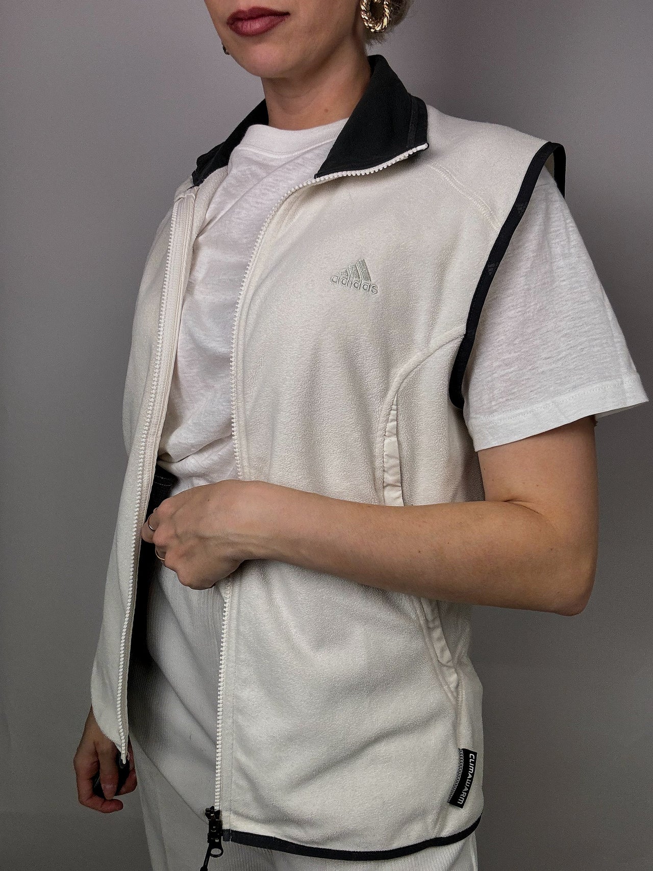 Adidas white and gray fleece vest