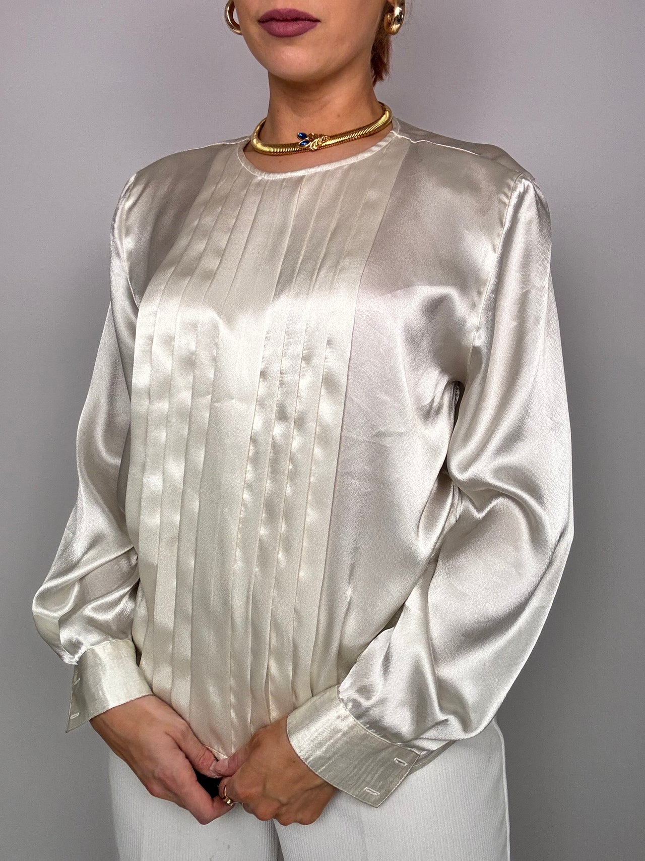 Off-white satin blouse