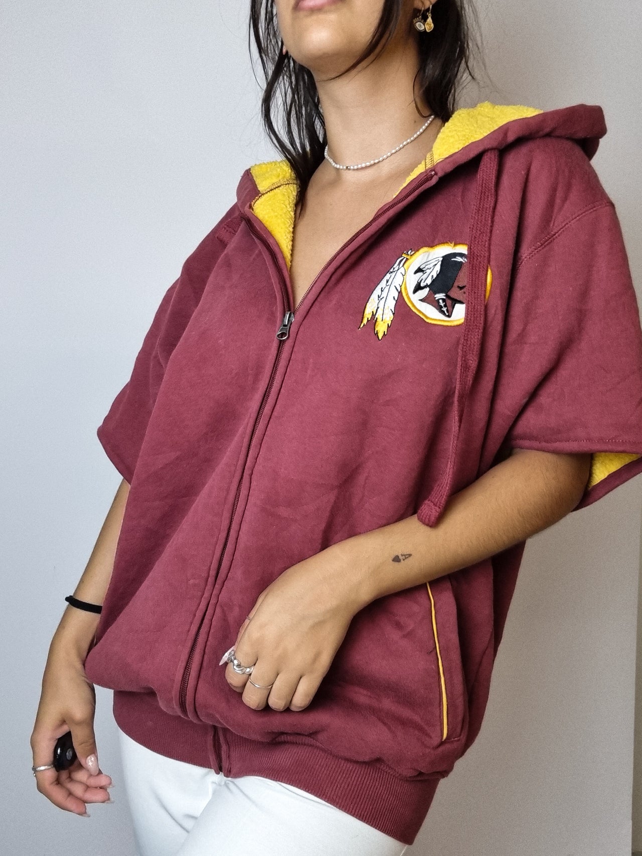 Red and yellow hooded NFL vest M