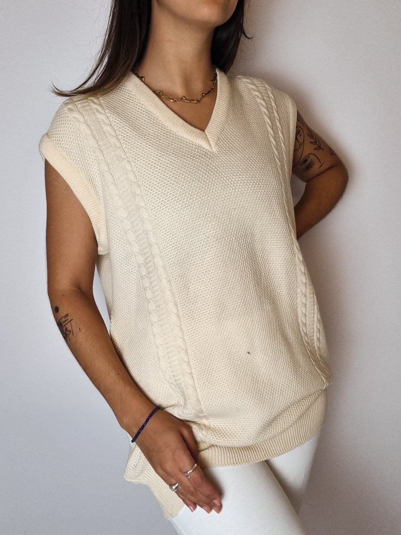 Off-white wool vest Vintage M/L