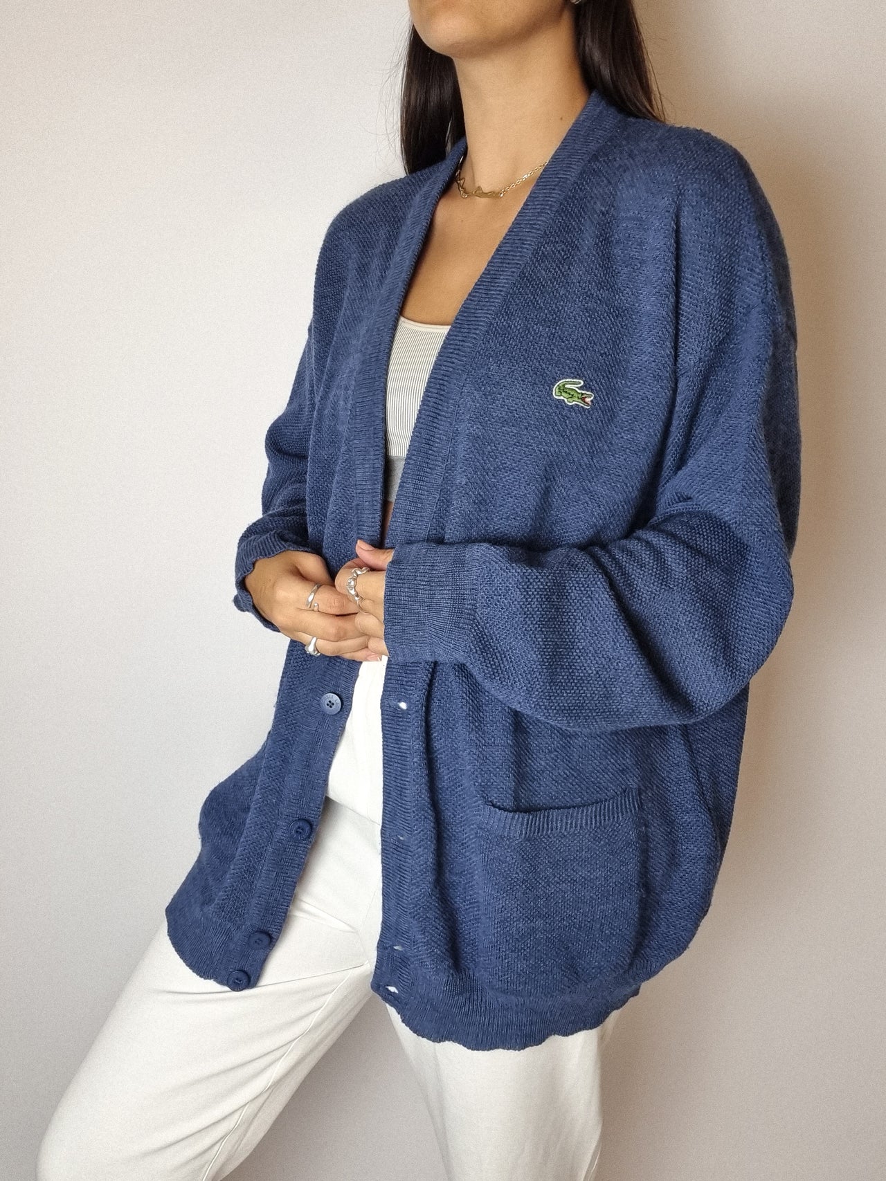 Cardigan bleu Lacoste vintage L