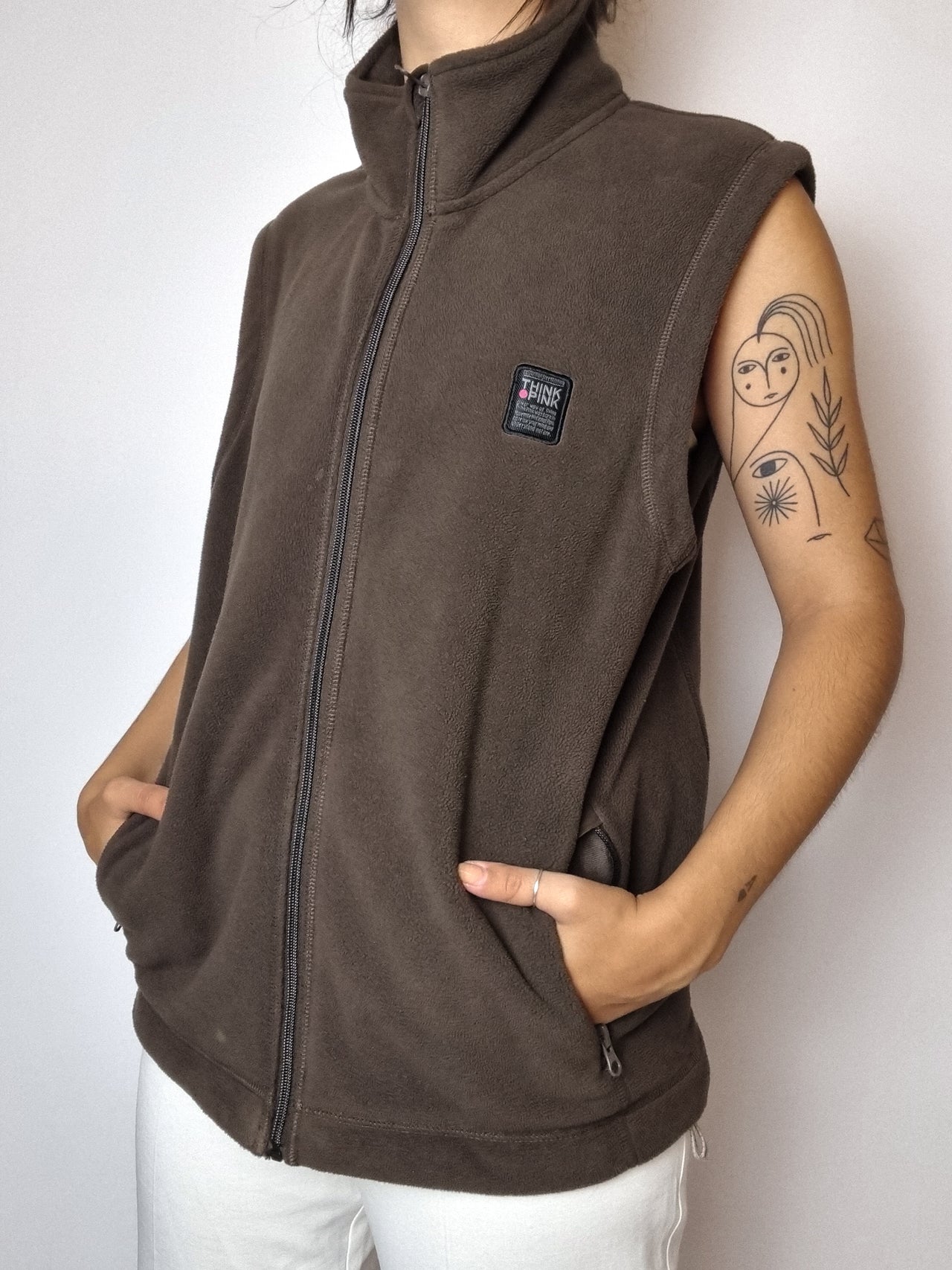 Vintage brown fleece vest S/M