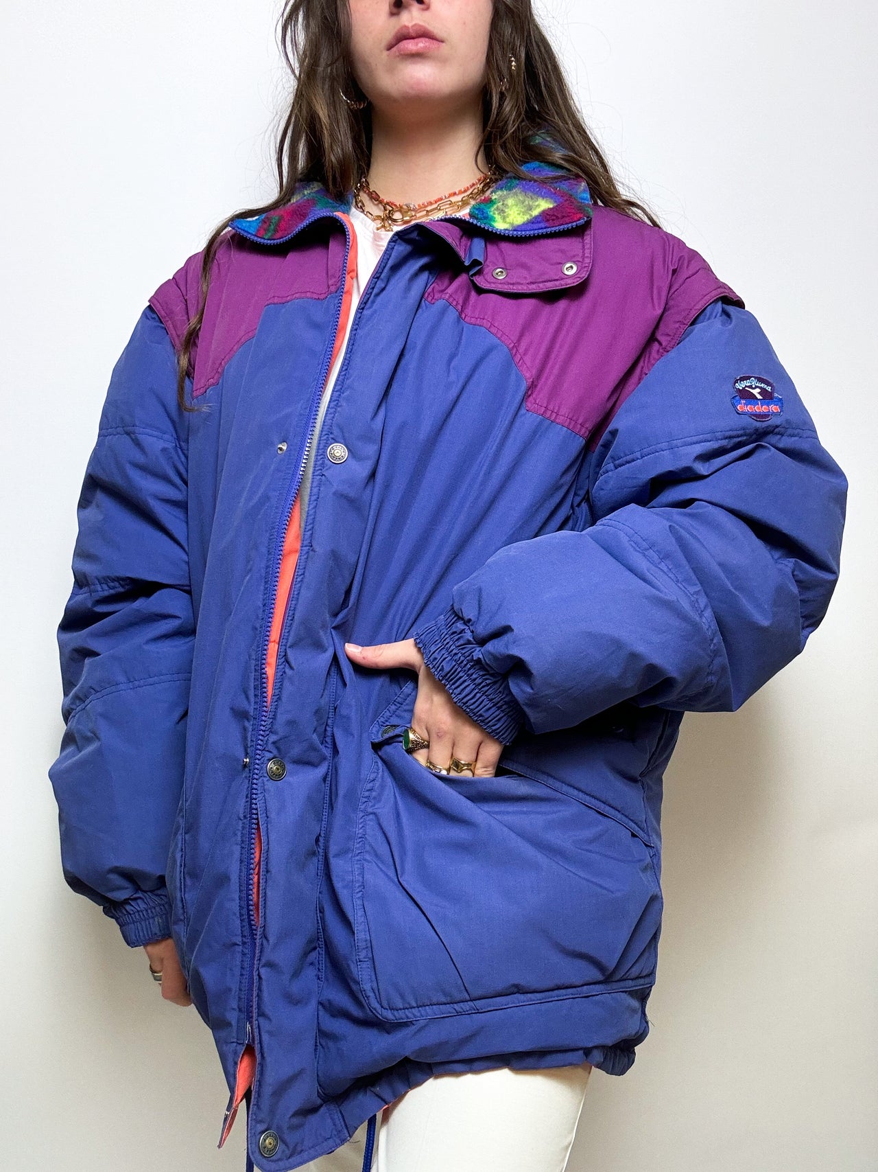 Vintage purple and pink down jacket L/XL