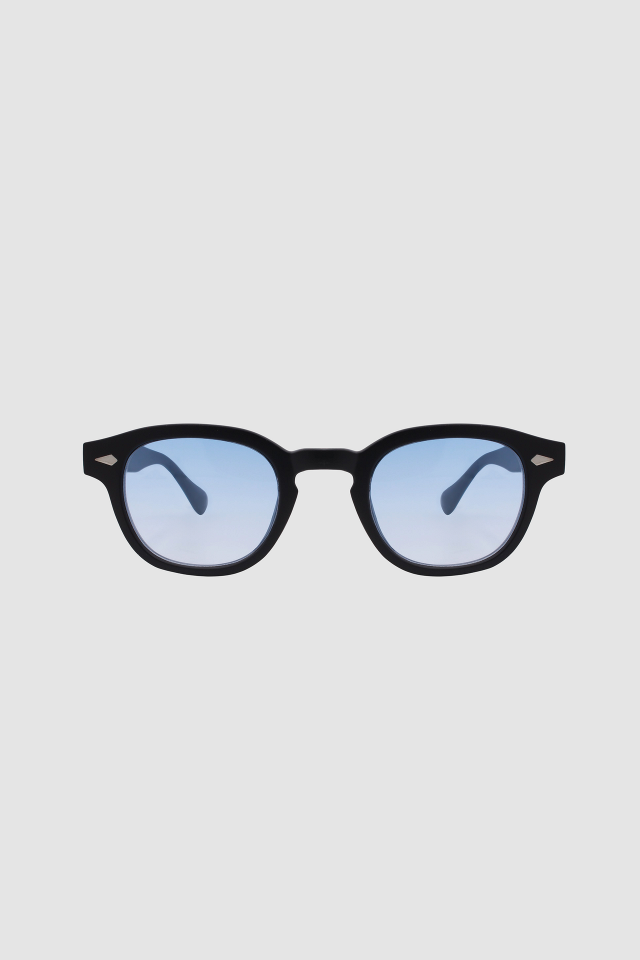 Vintage recycelte runde schwarze Brille mit blauen Gläsern