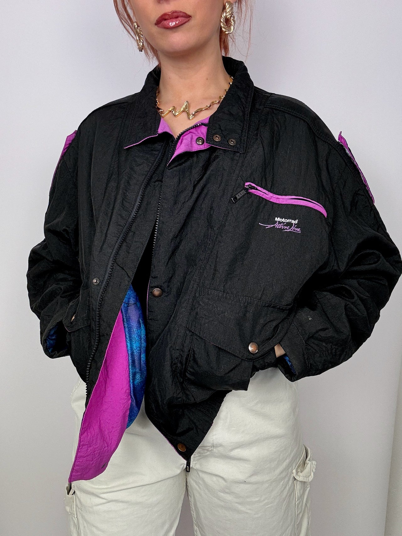 BMW Nylon Jacket Black/Purple Vintage L