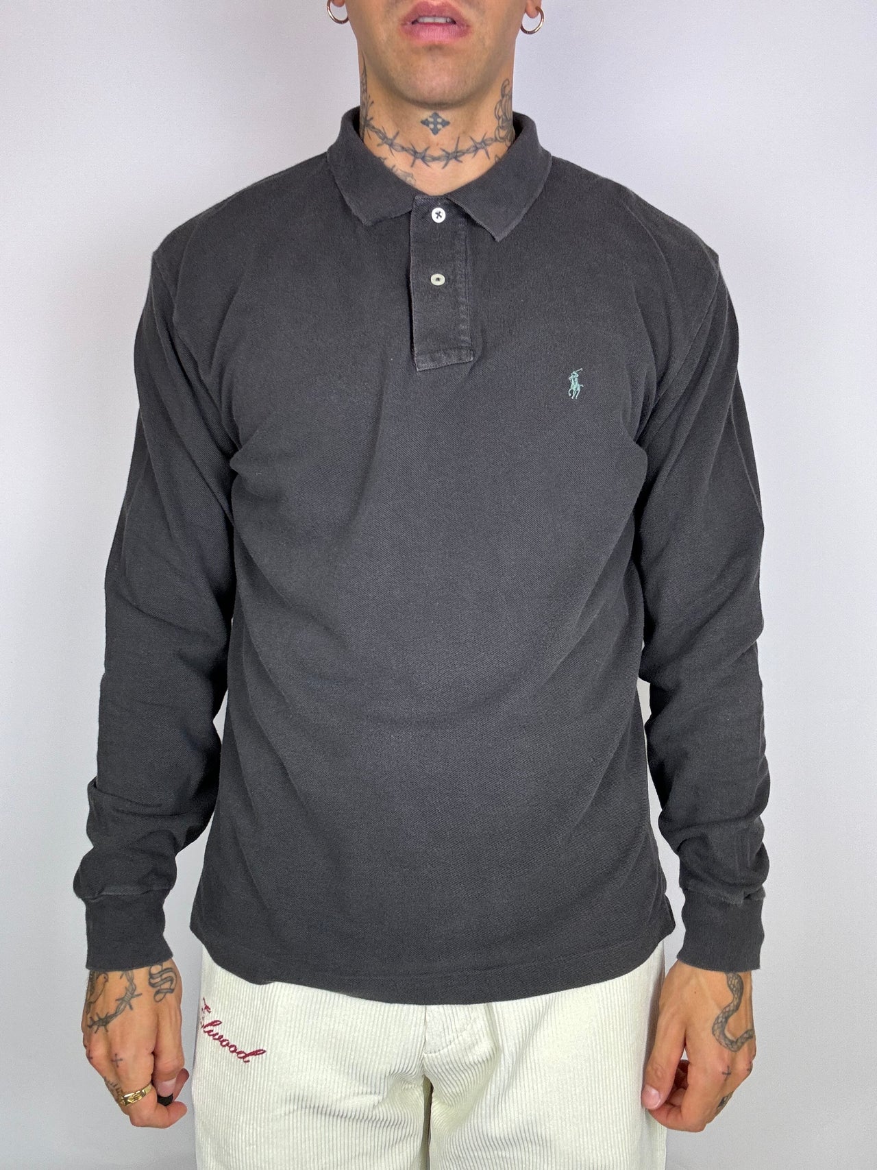 Ralph Lauren Langarm-Poloshirt schwarz XL