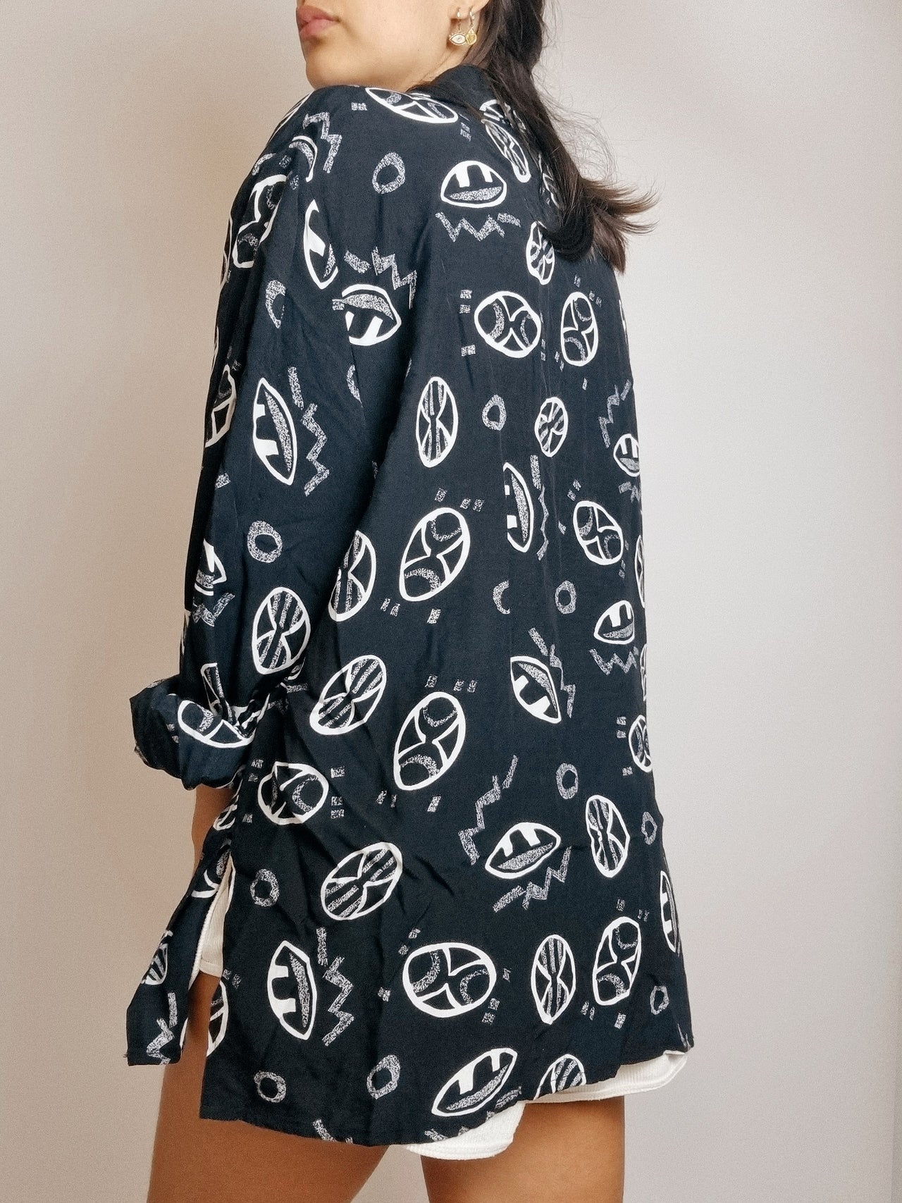 Chemise Vintage 80/90s noire à motifs