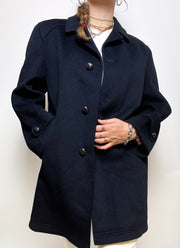 Manteau en laine vintage bleu foncé M/L