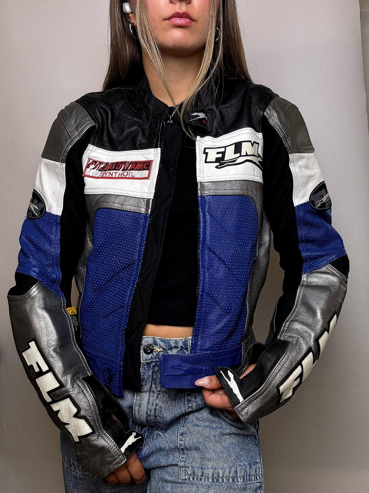 Veste en cuir racing vintage taille M/L