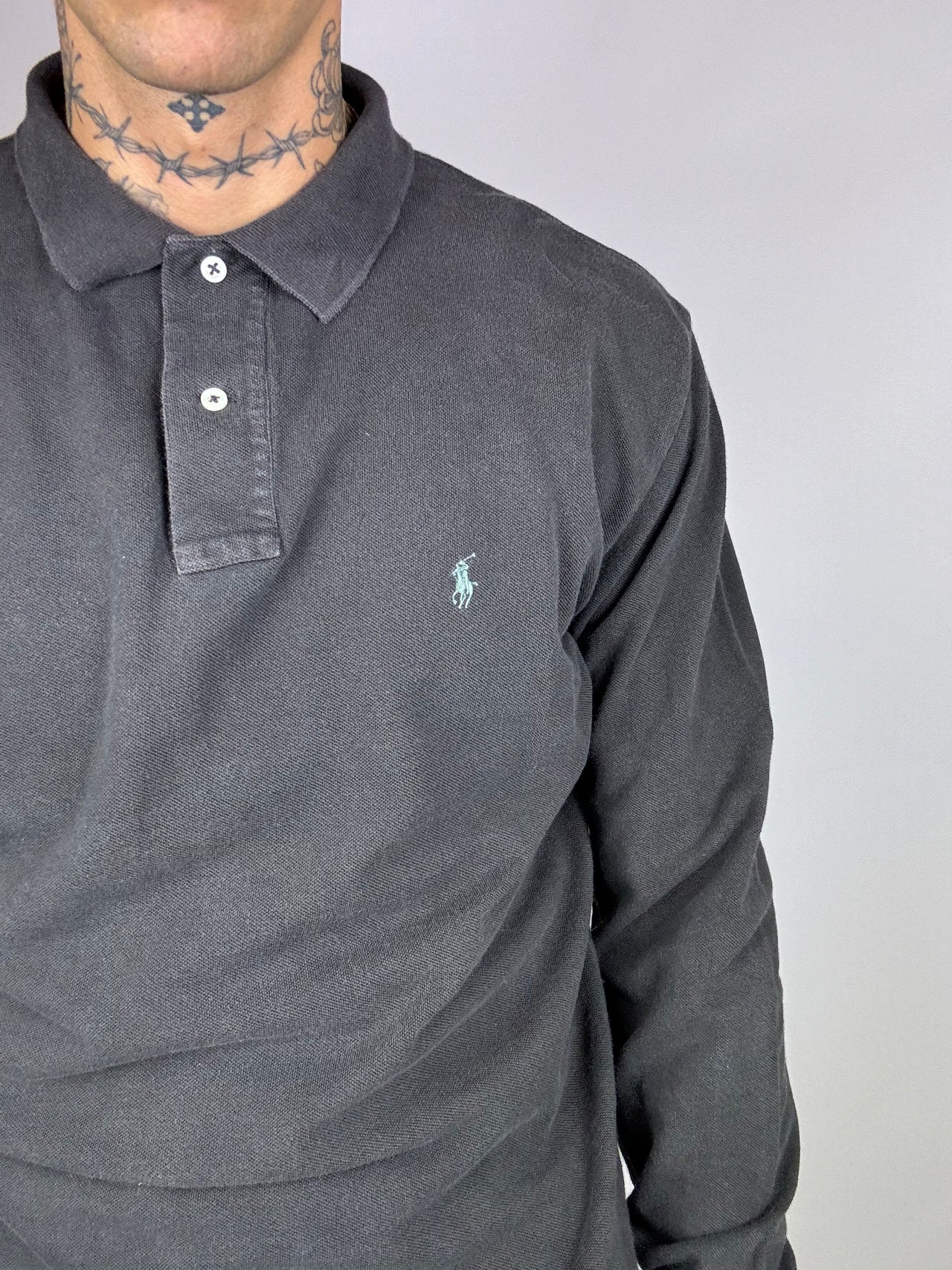 Ralph Lauren Langarm-Poloshirt schwarz XL