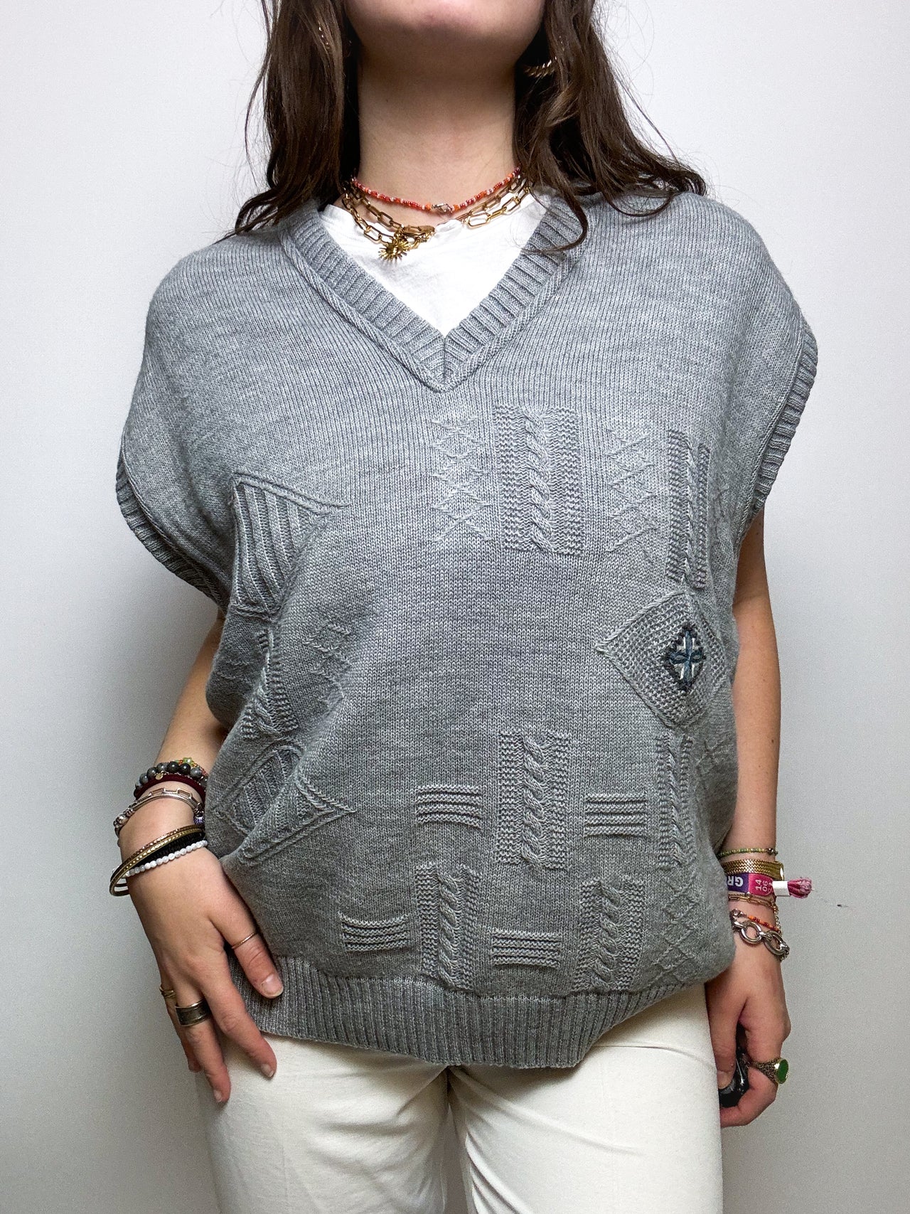 Vintage light gray vest L/XL