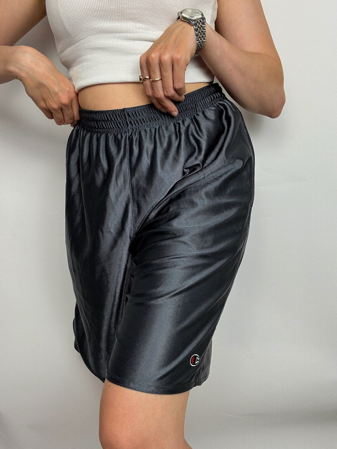 Graue Vintage-Shorts von Champion