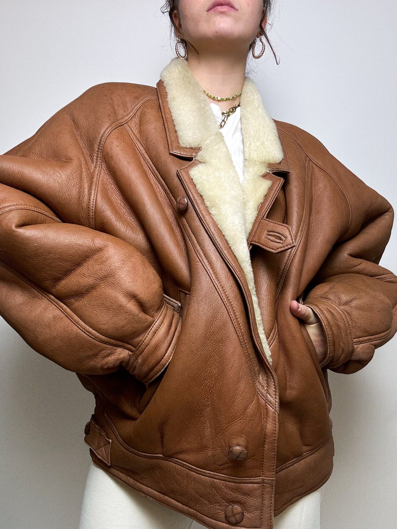Brown shearling jacket L/XL