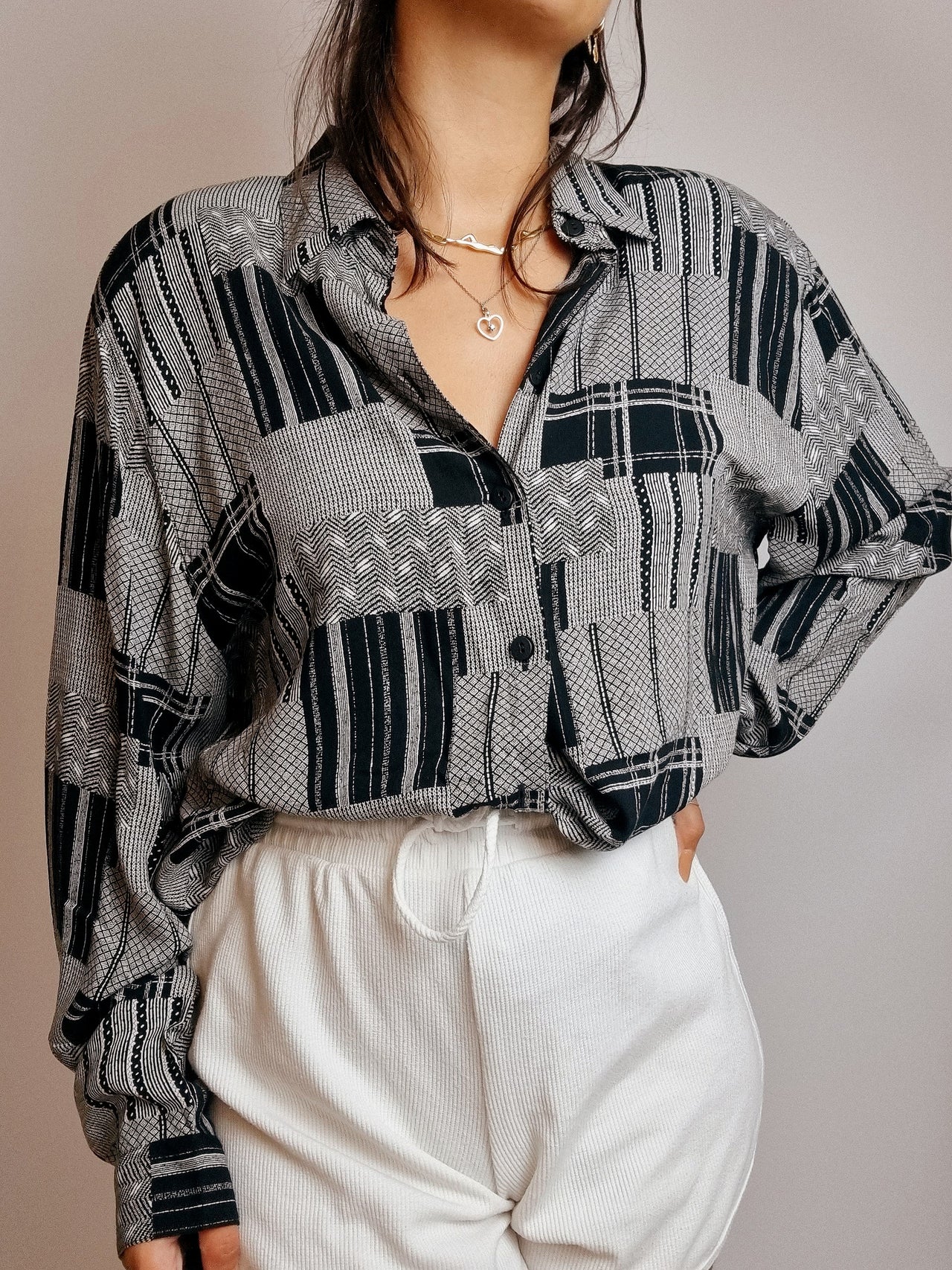 Vintage black and white patterned shirt