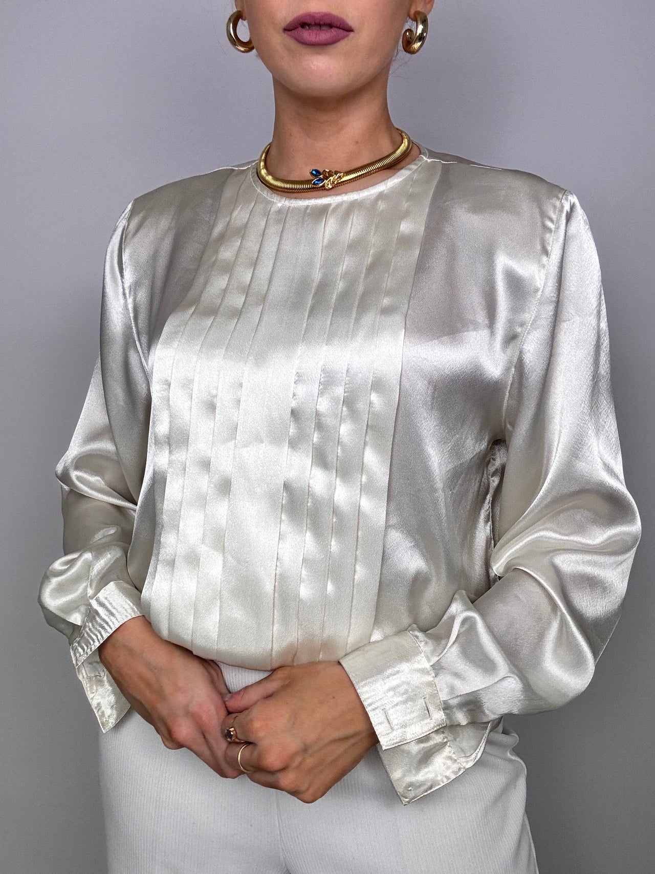 Off-white satin blouse