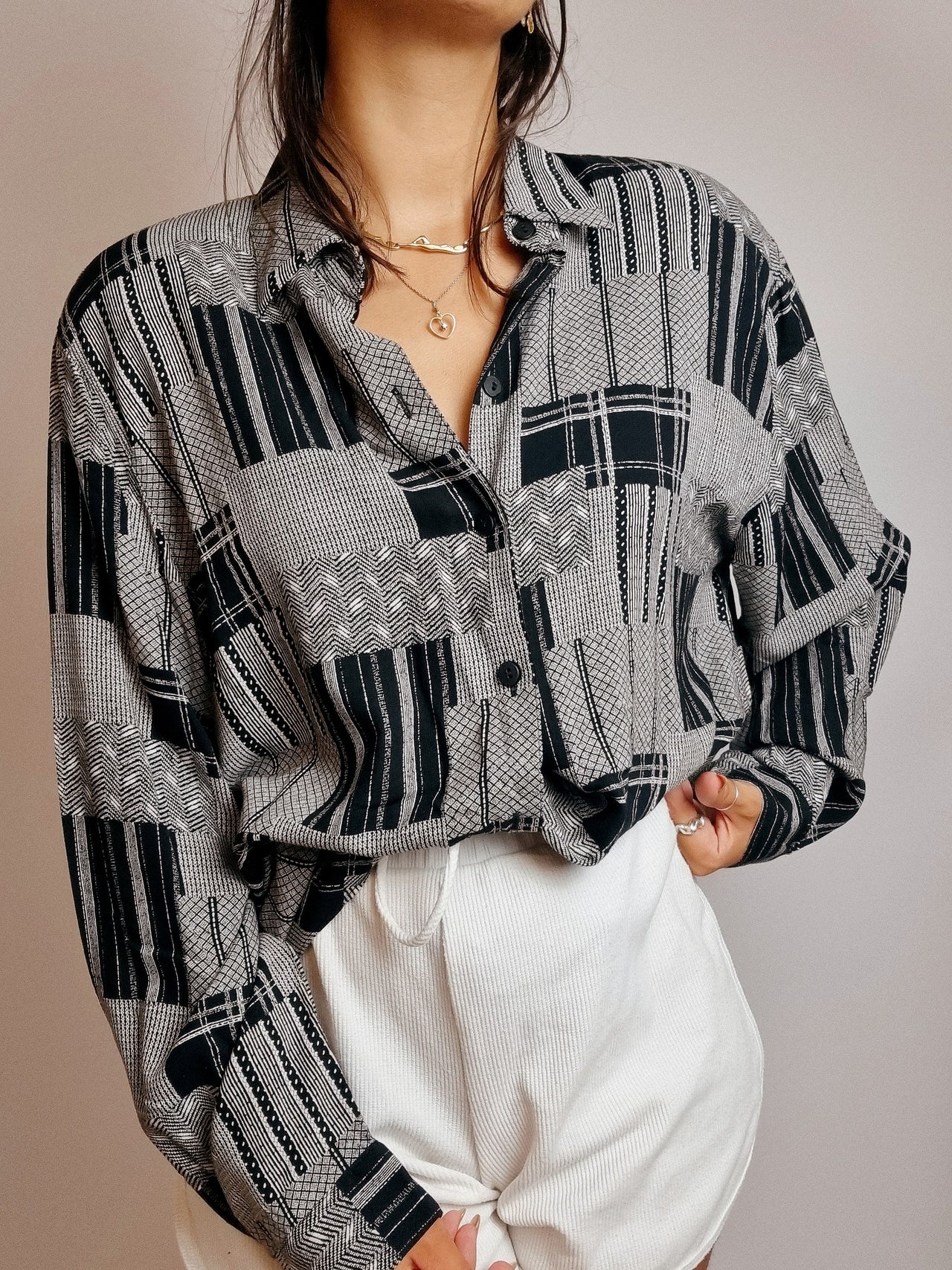 Vintage black and white patterned shirt