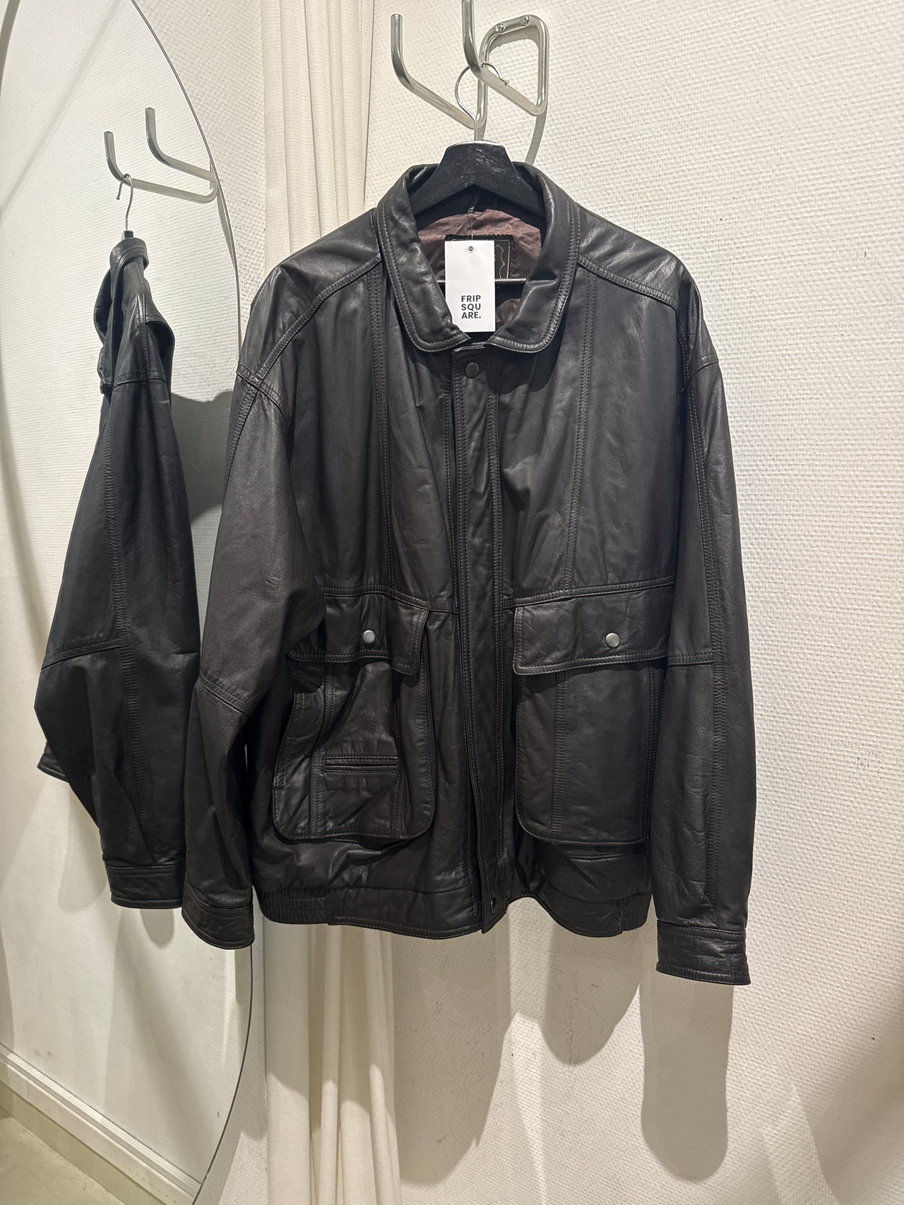 Blouson en cuir brun XL live