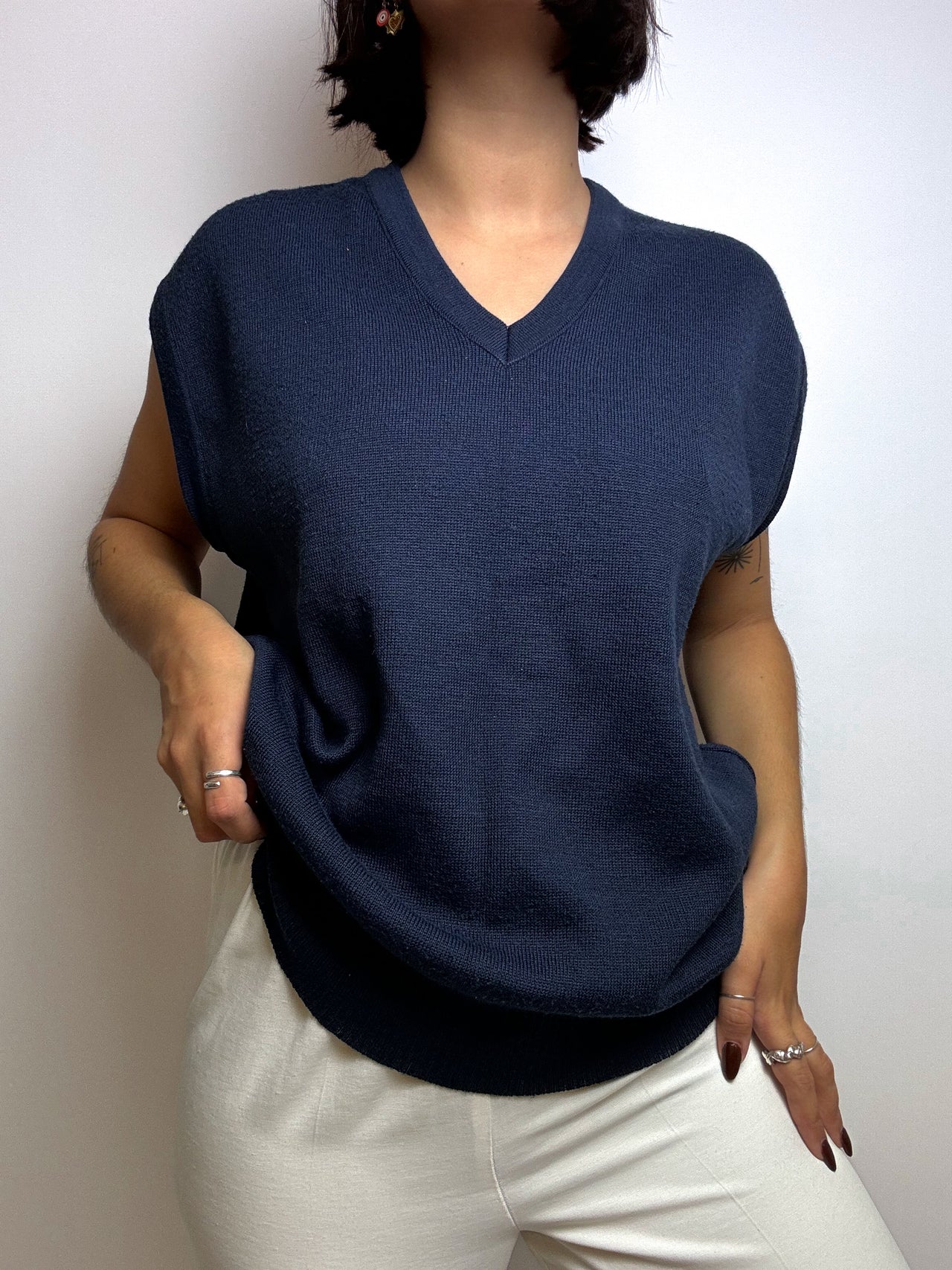 Dark blue wool vest S/M