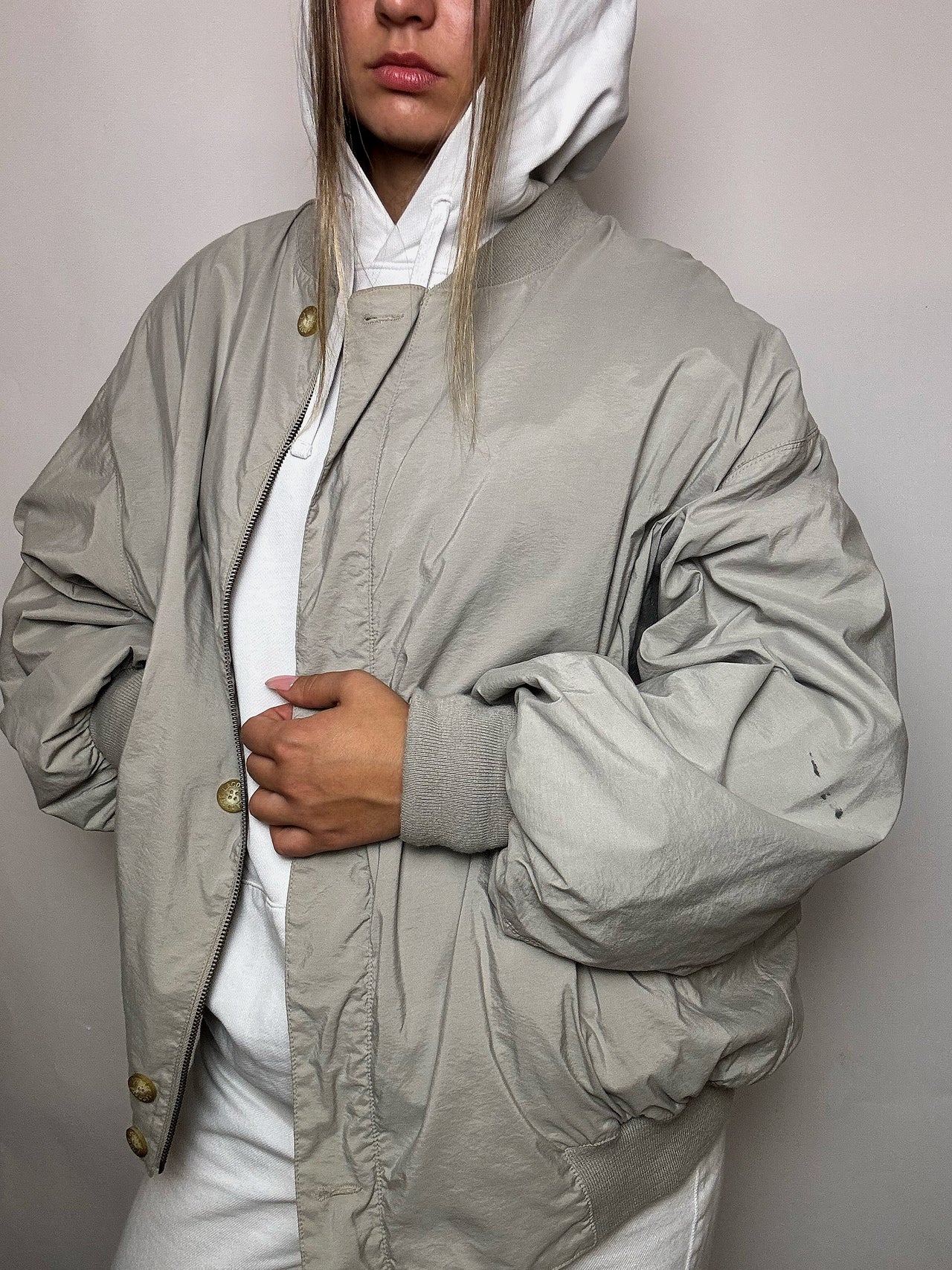 Bomber en coton gris LACOSTE XXL vintage