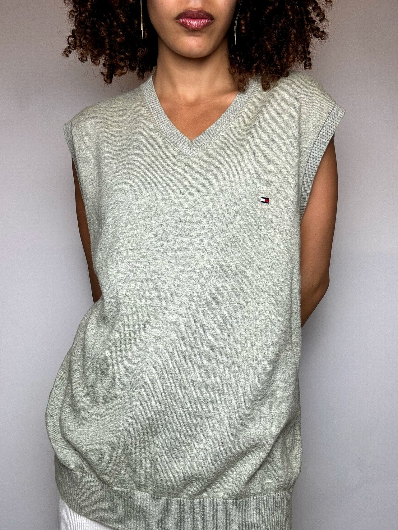 Vintage navy argyl knit sweater L