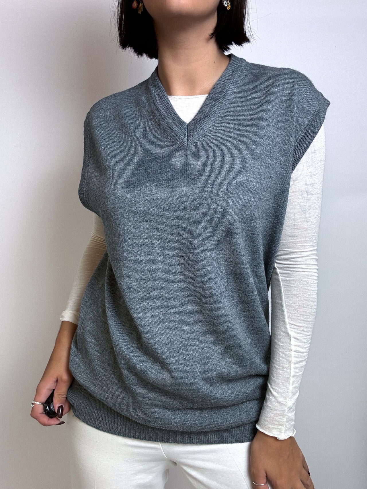Vintage gray wool vest S/M