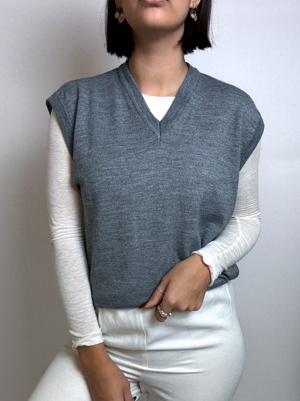 Vintage gray wool vest S/M