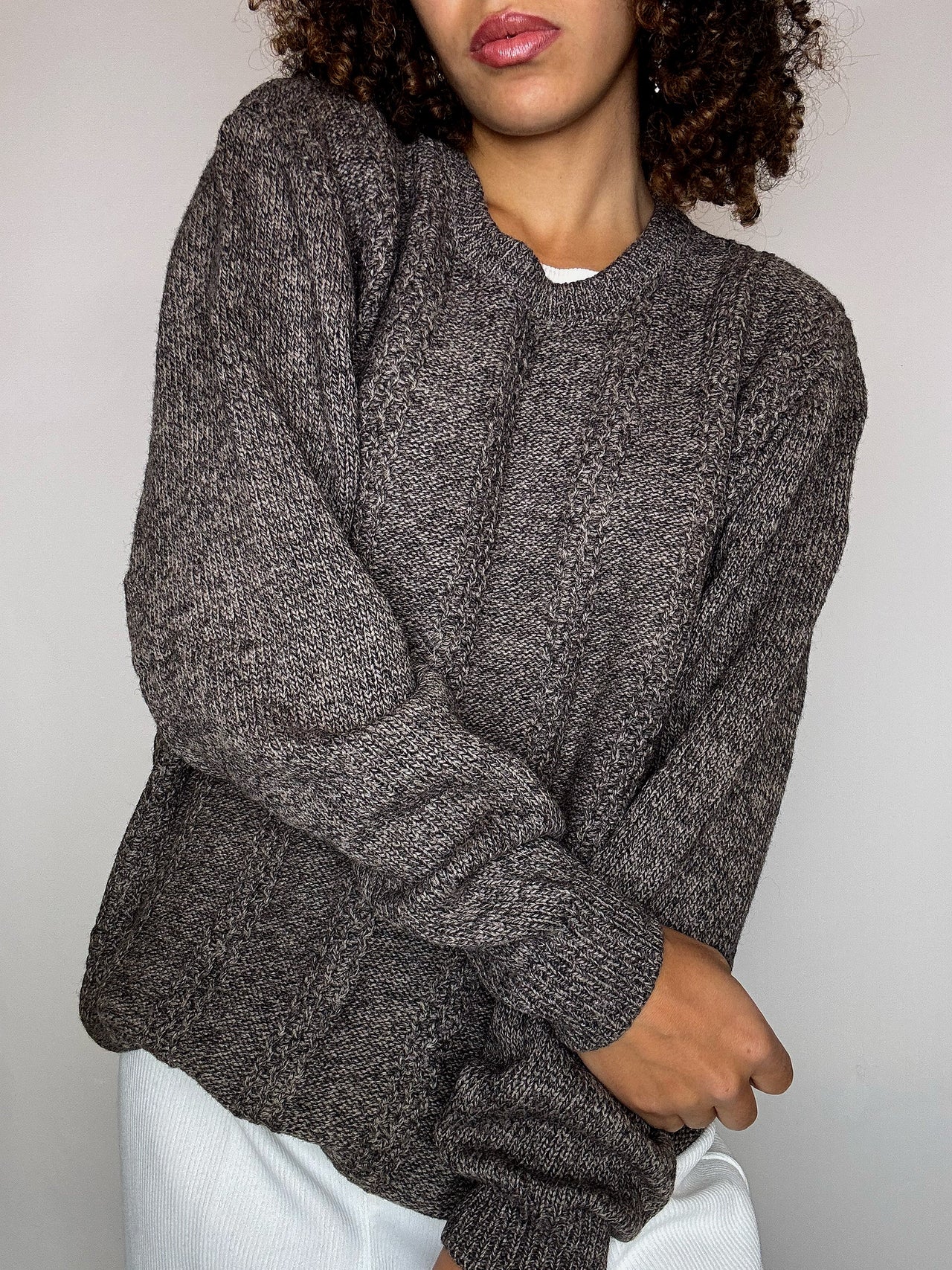 Pull en maille col rond L vintage