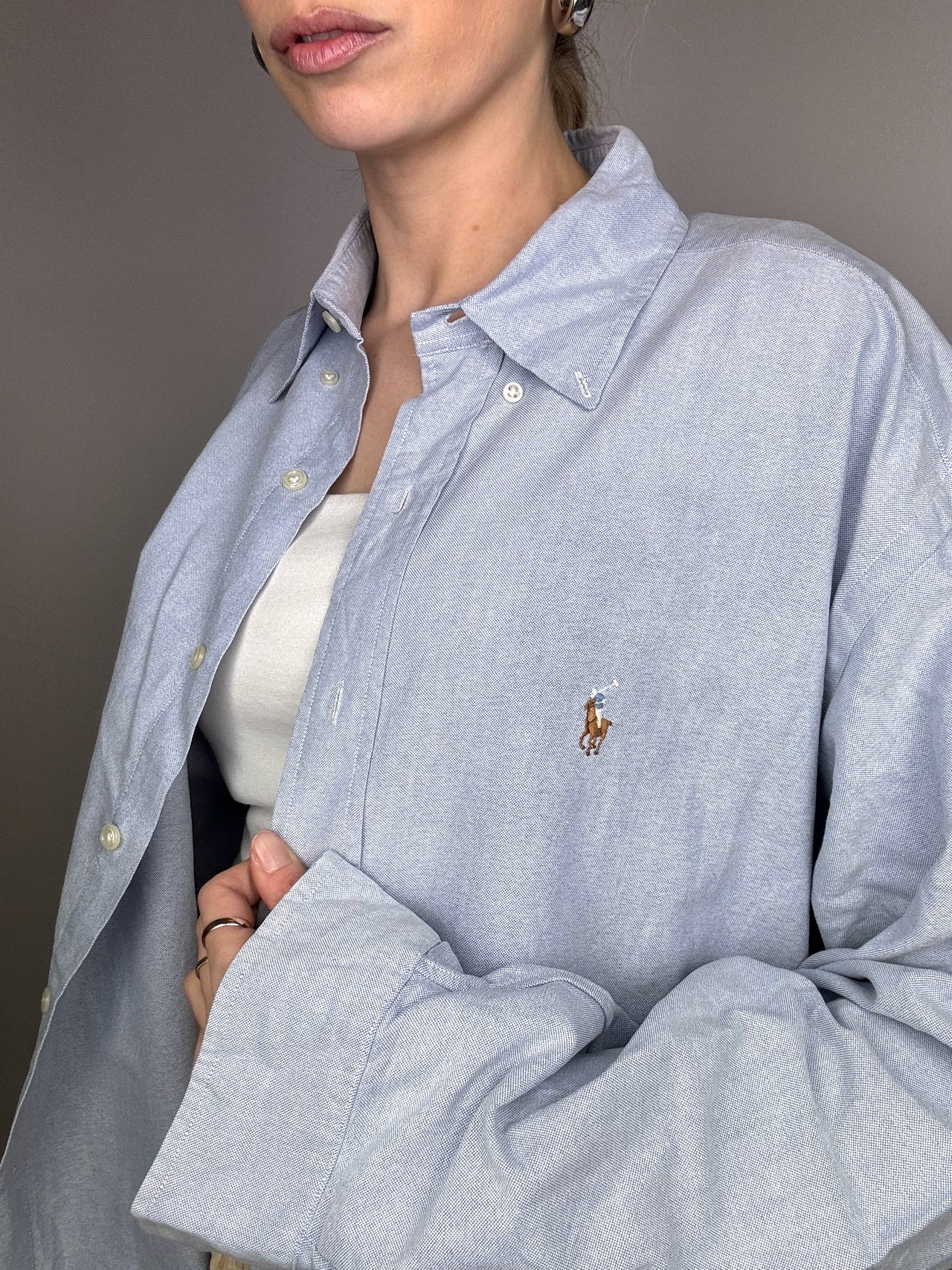 RALPH LAUREN L Vintage Blaues Hemd