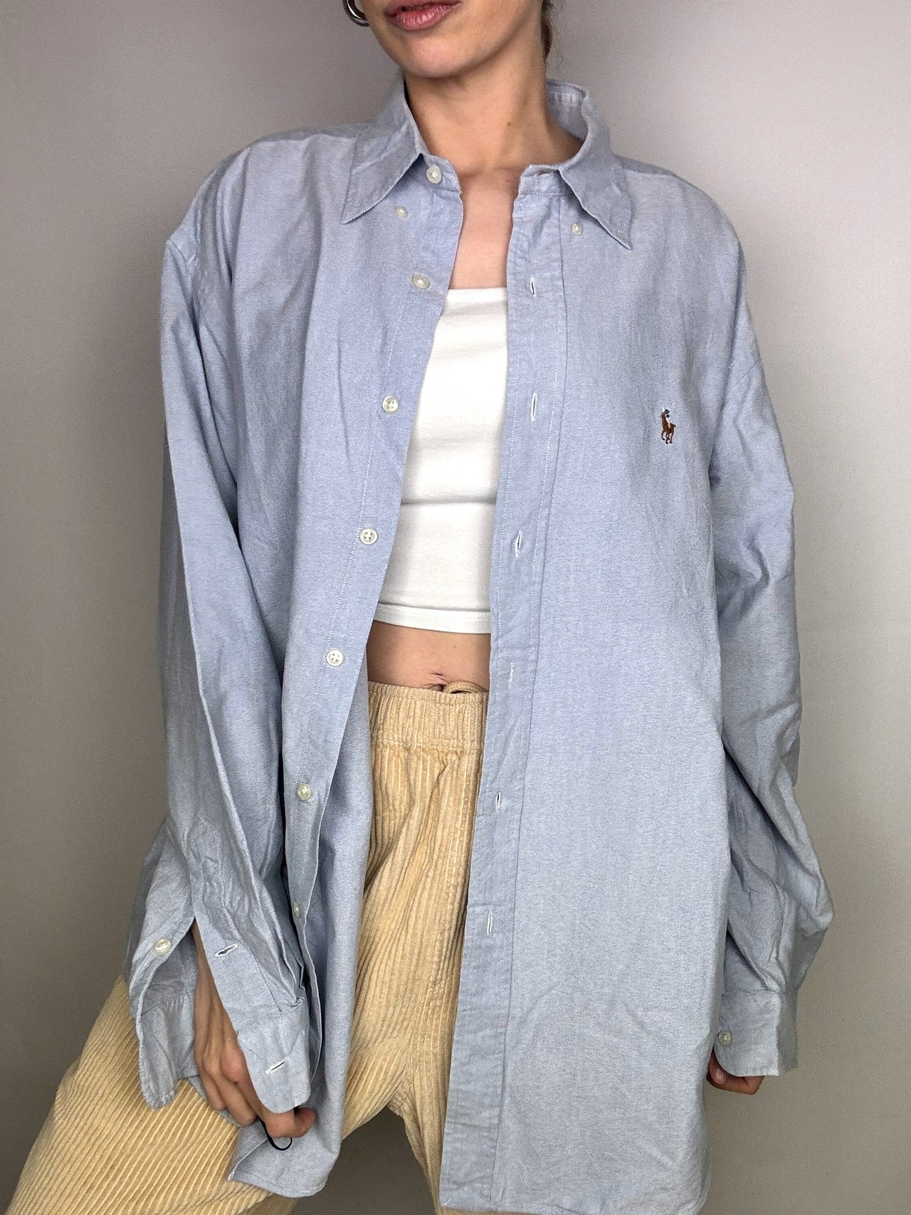 RALPH LAUREN L Vintage Blaues Hemd