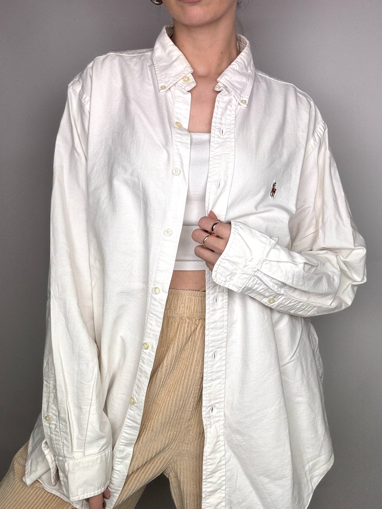 RALPH LAUREN L Vintage Weißes Hemd