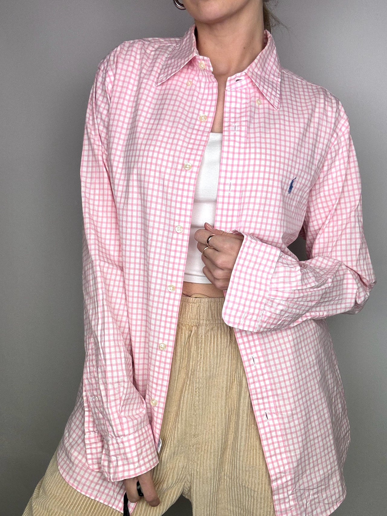 Chemise à carreaux rose RALPH LAUREN M Vintage