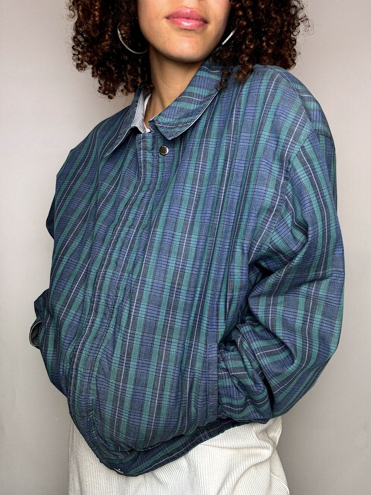 Blouson reversible carreaux / gris L vintage