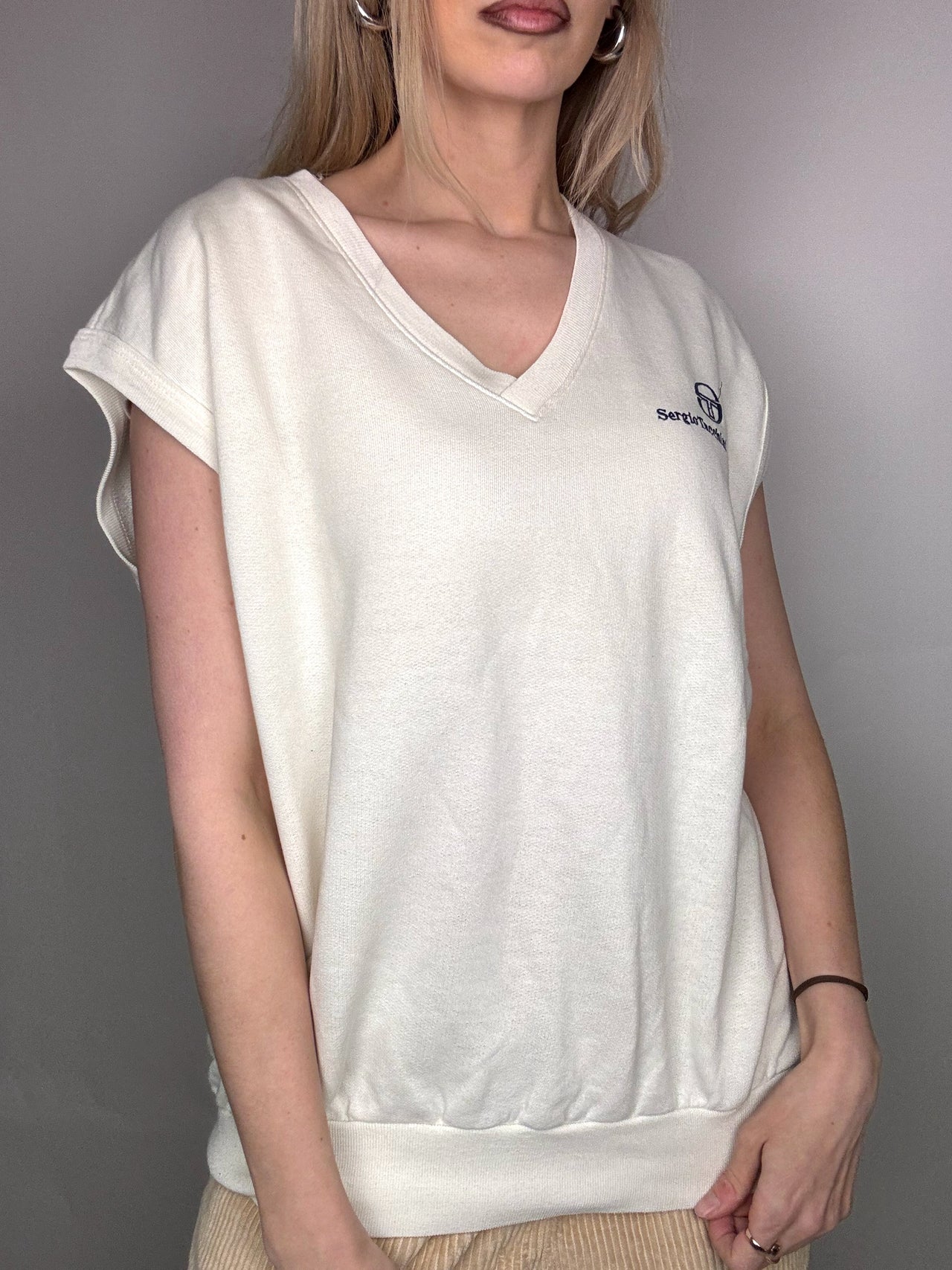 Vintage SERGIO TACCHINI XXL white jersey vest