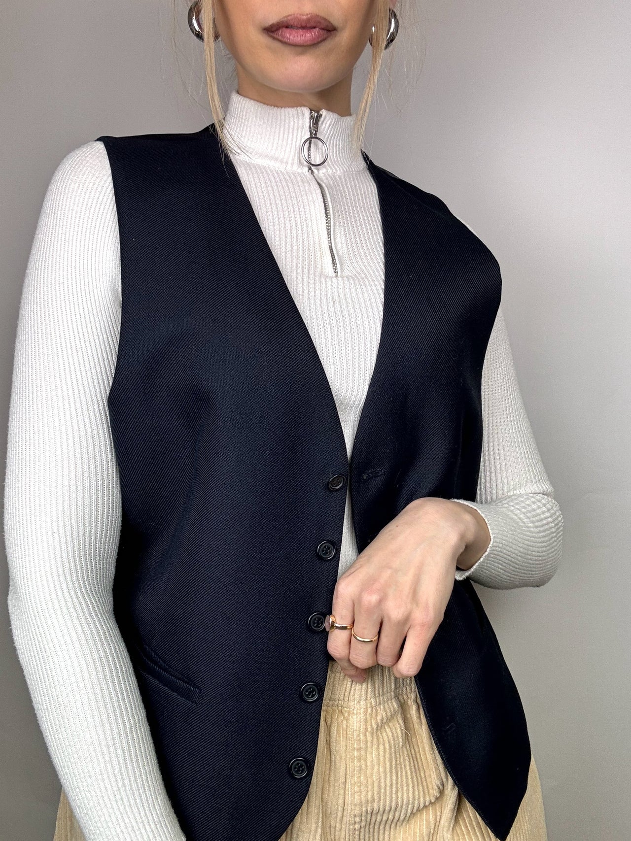 Vintage Marineblaue Anzugweste S/M