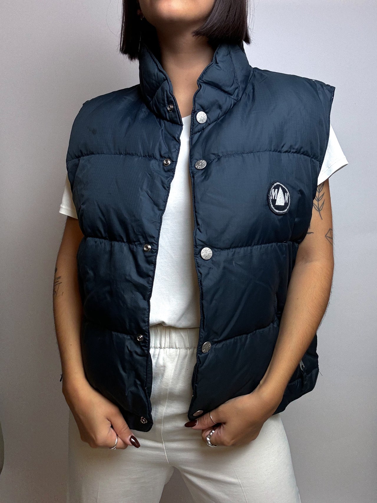 Vintage blue down jacket vest S/M
