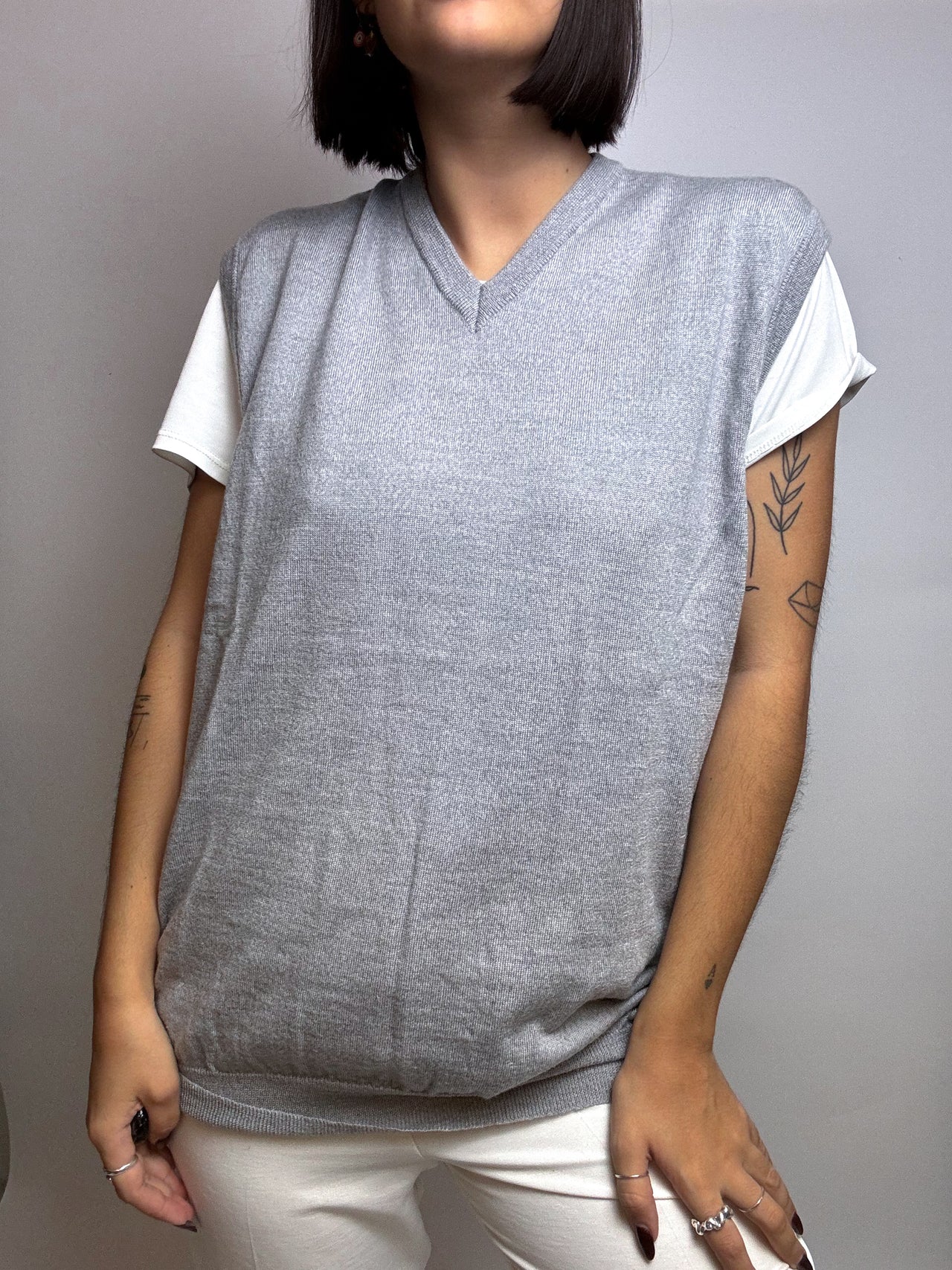 Gray wool vest Vintage S