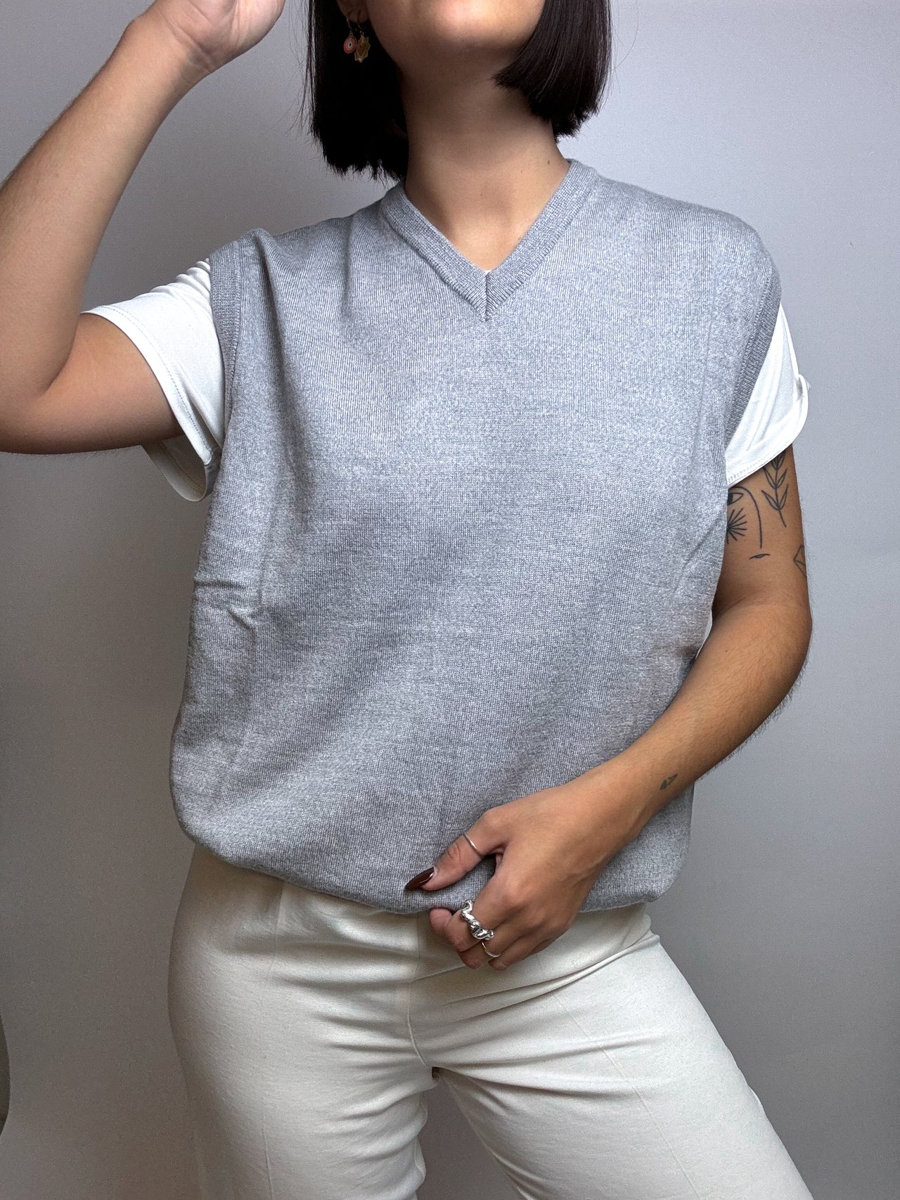 Gray wool vest Vintage S