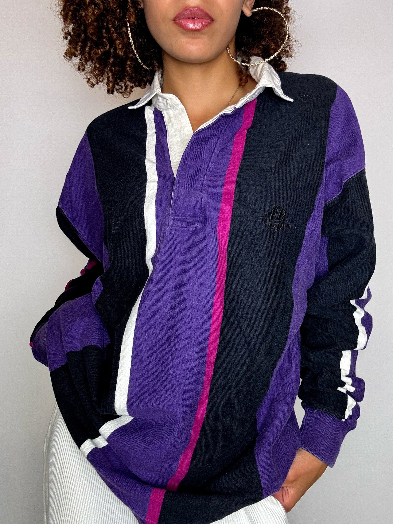 Polo manches longues violet S vintage