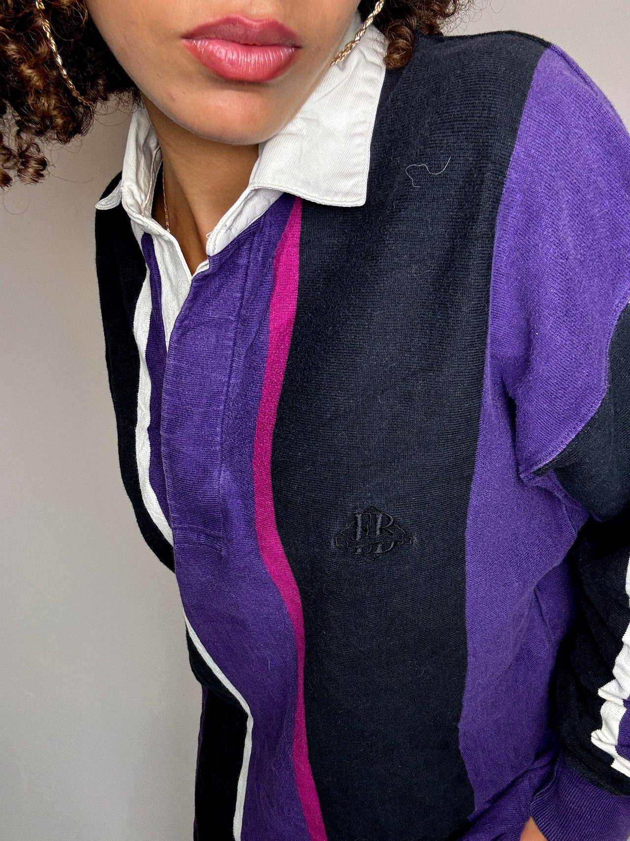 Polo manches longues violet S vintage