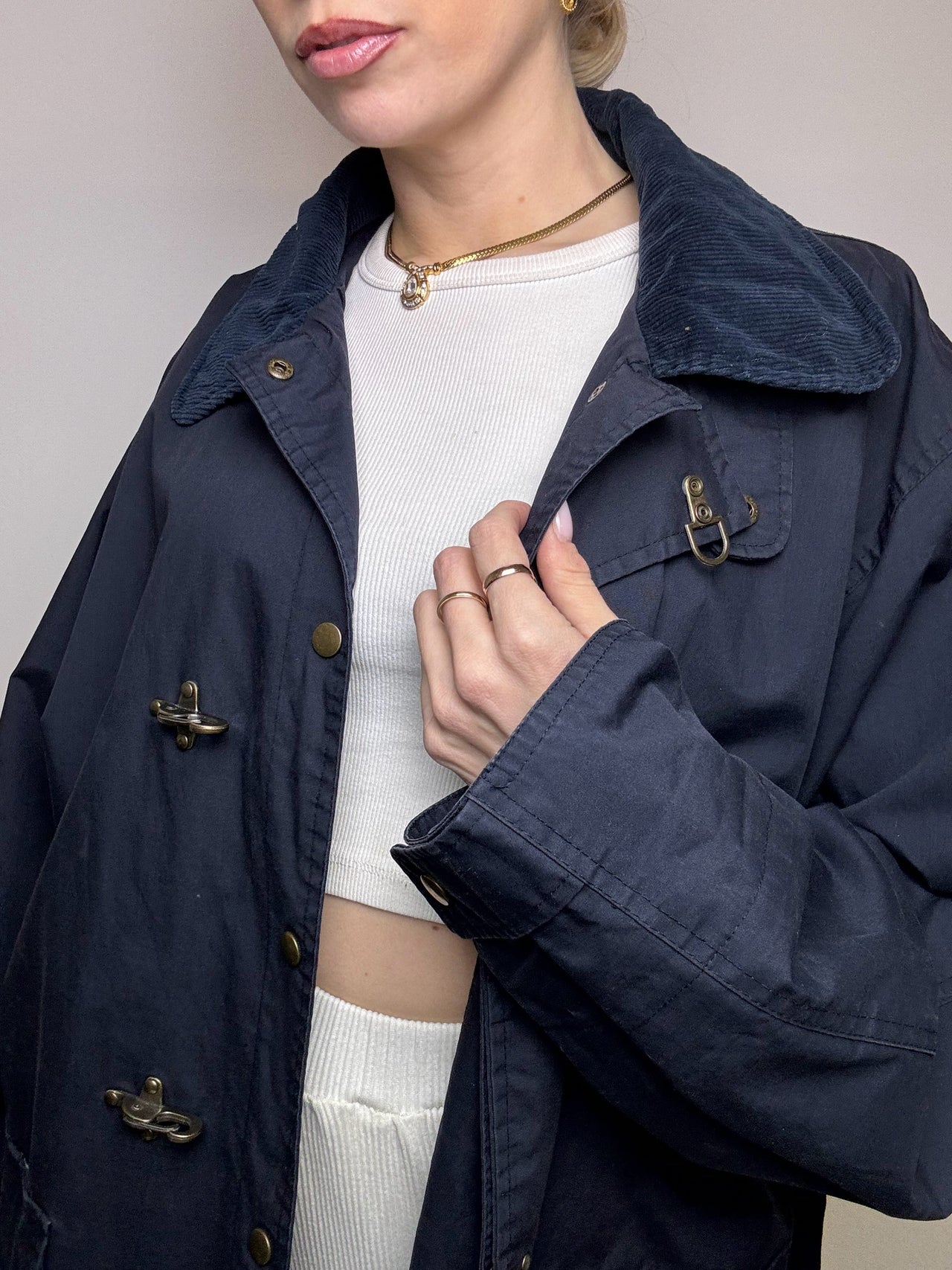 Vintage XL Navy Buckle Raincoat