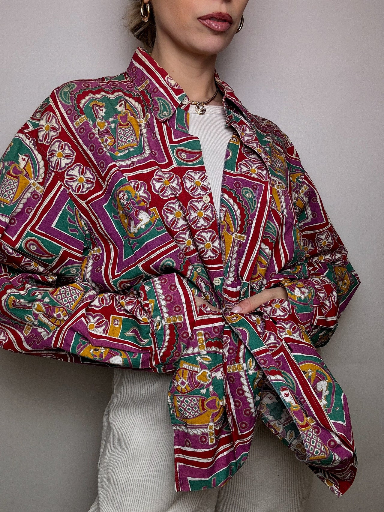 Baumwollhemd mit abstraktem Druck von VERTIGO! XL-Vintage