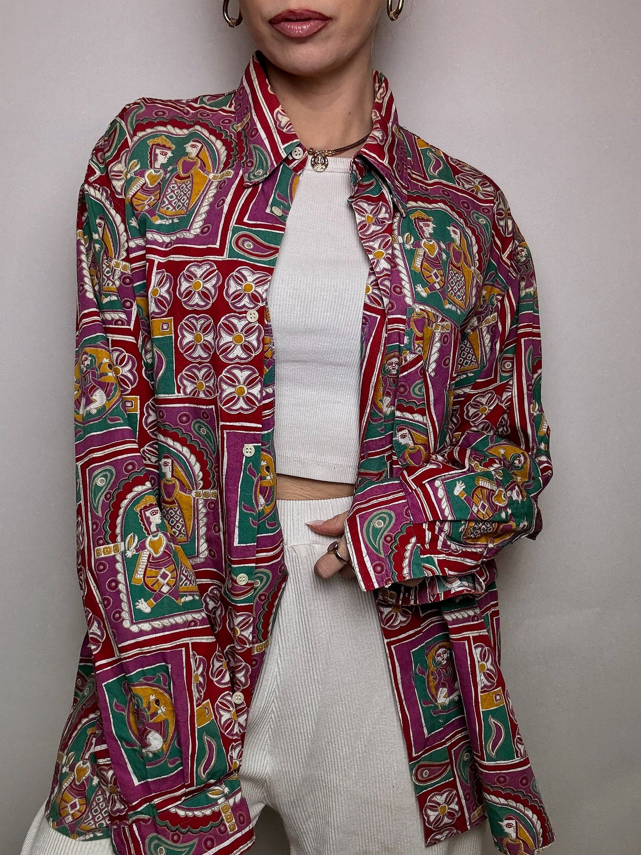 Baumwollhemd mit abstraktem Druck von VERTIGO! XL-Vintage