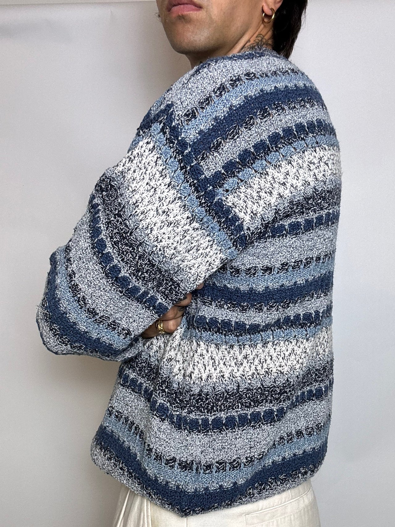 pull en maille graphique M/L vintage