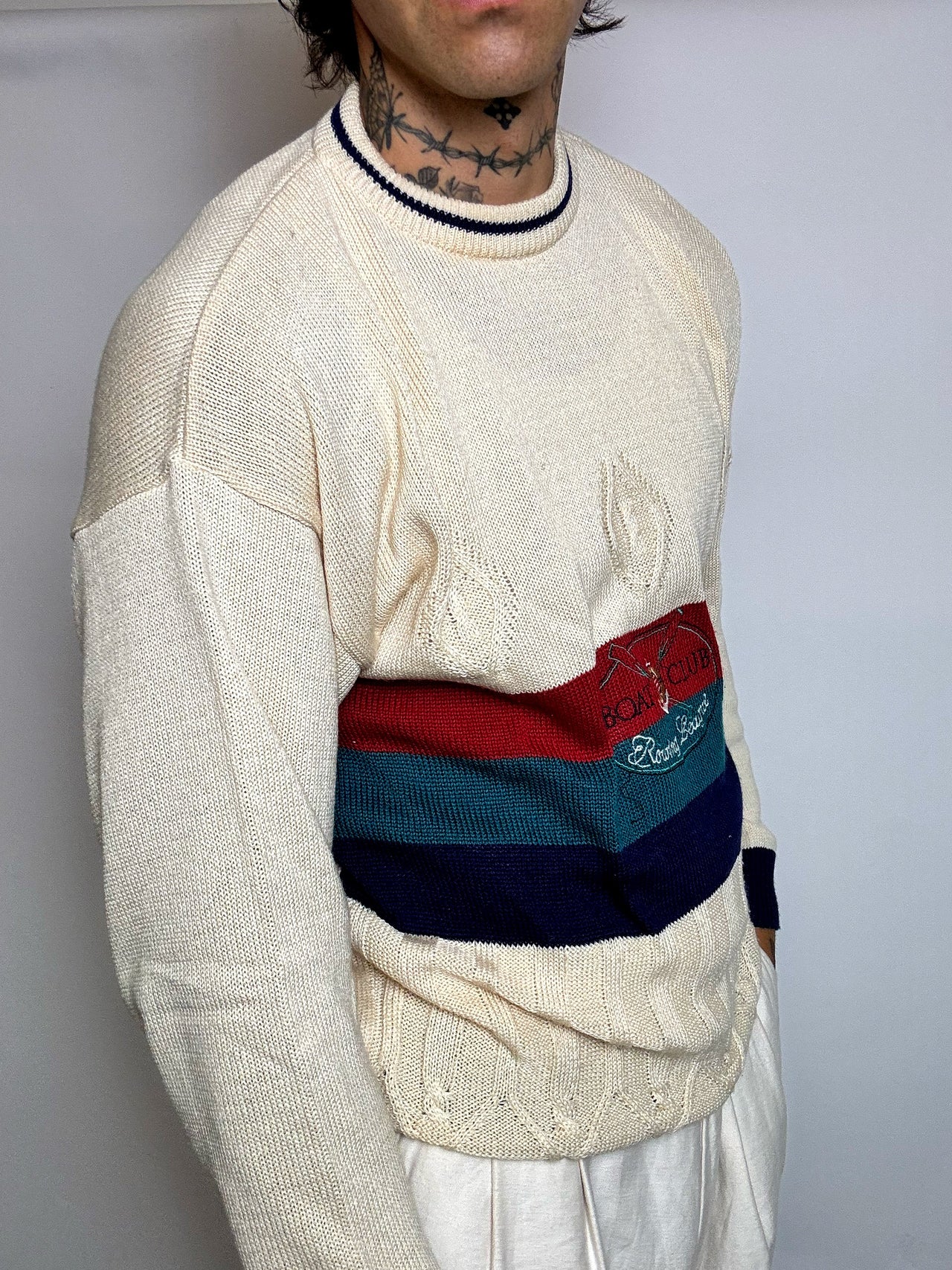 pull en maille crème M/L vintage