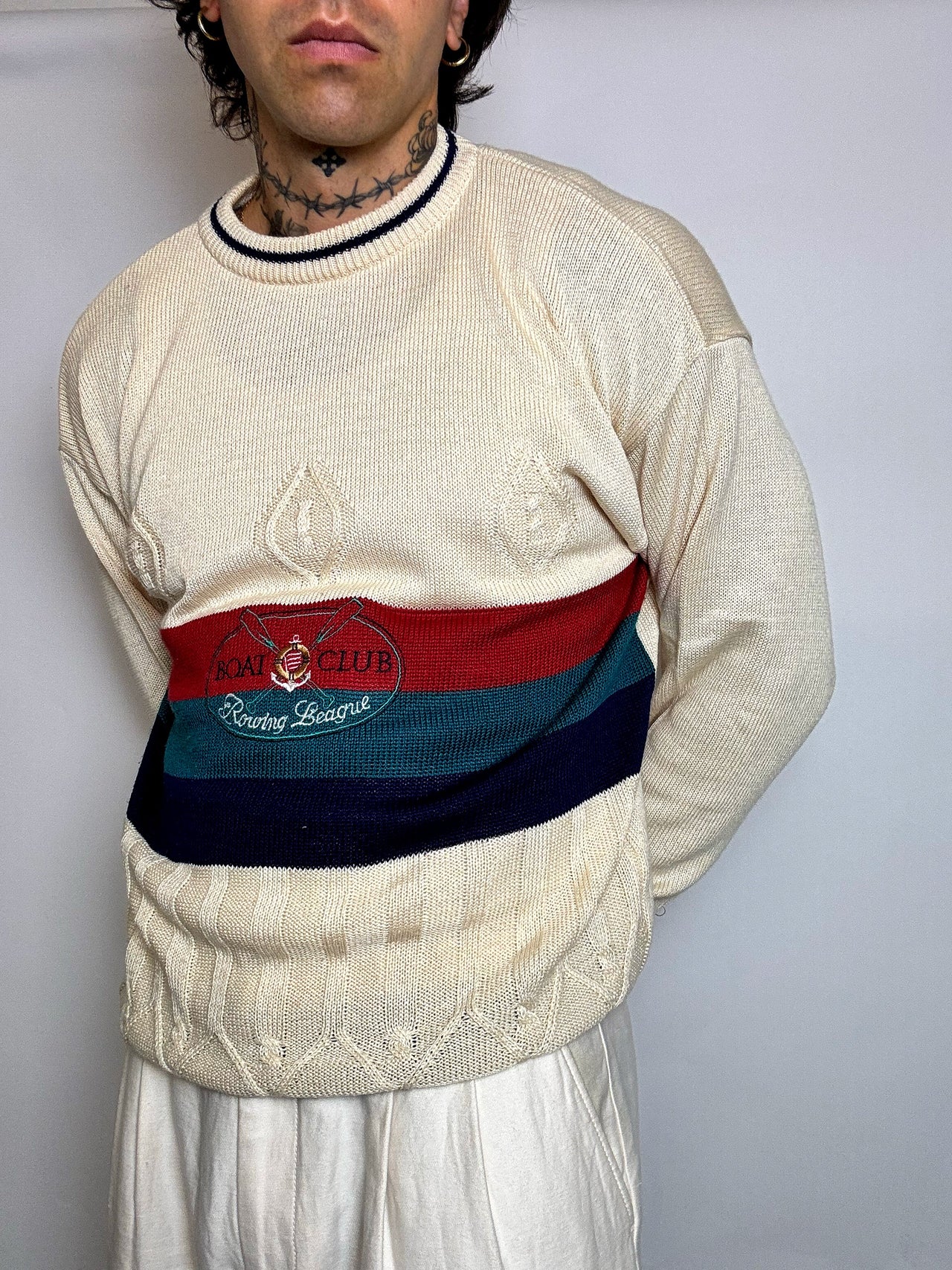 pull en maille crème M/L vintage