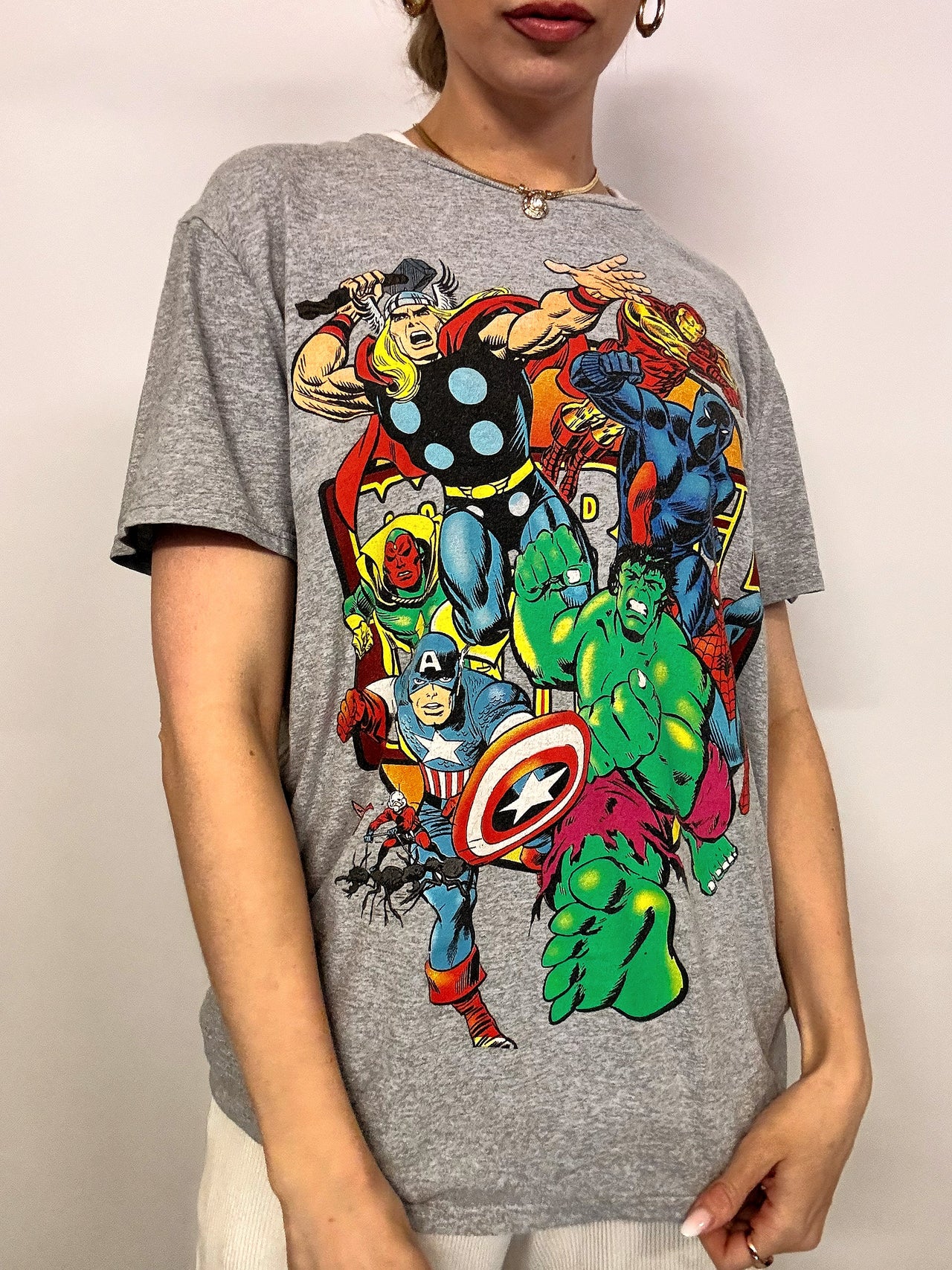 MARVEL L Vintage graues T-Shirt