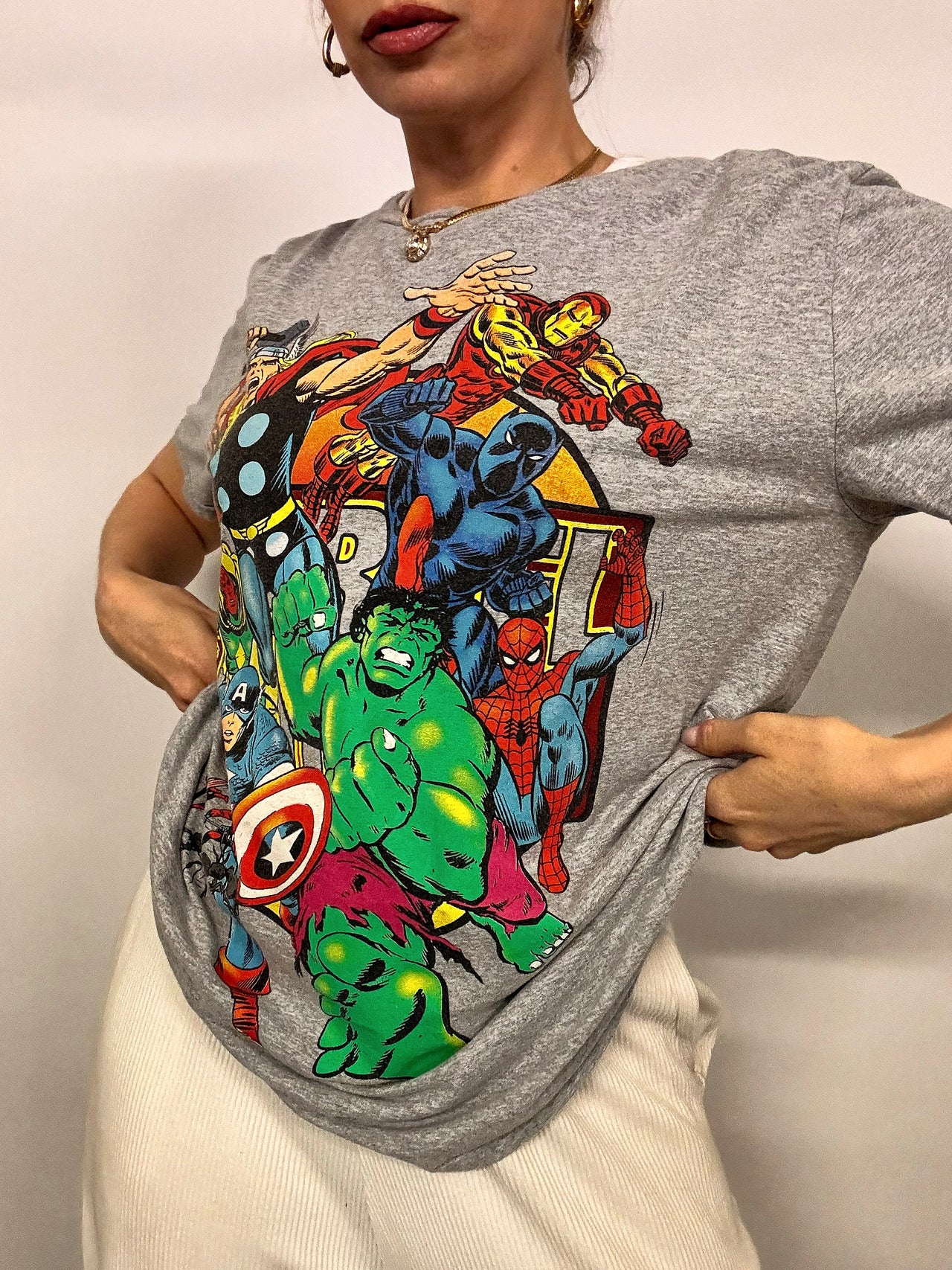 MARVEL L Vintage graues T-Shirt