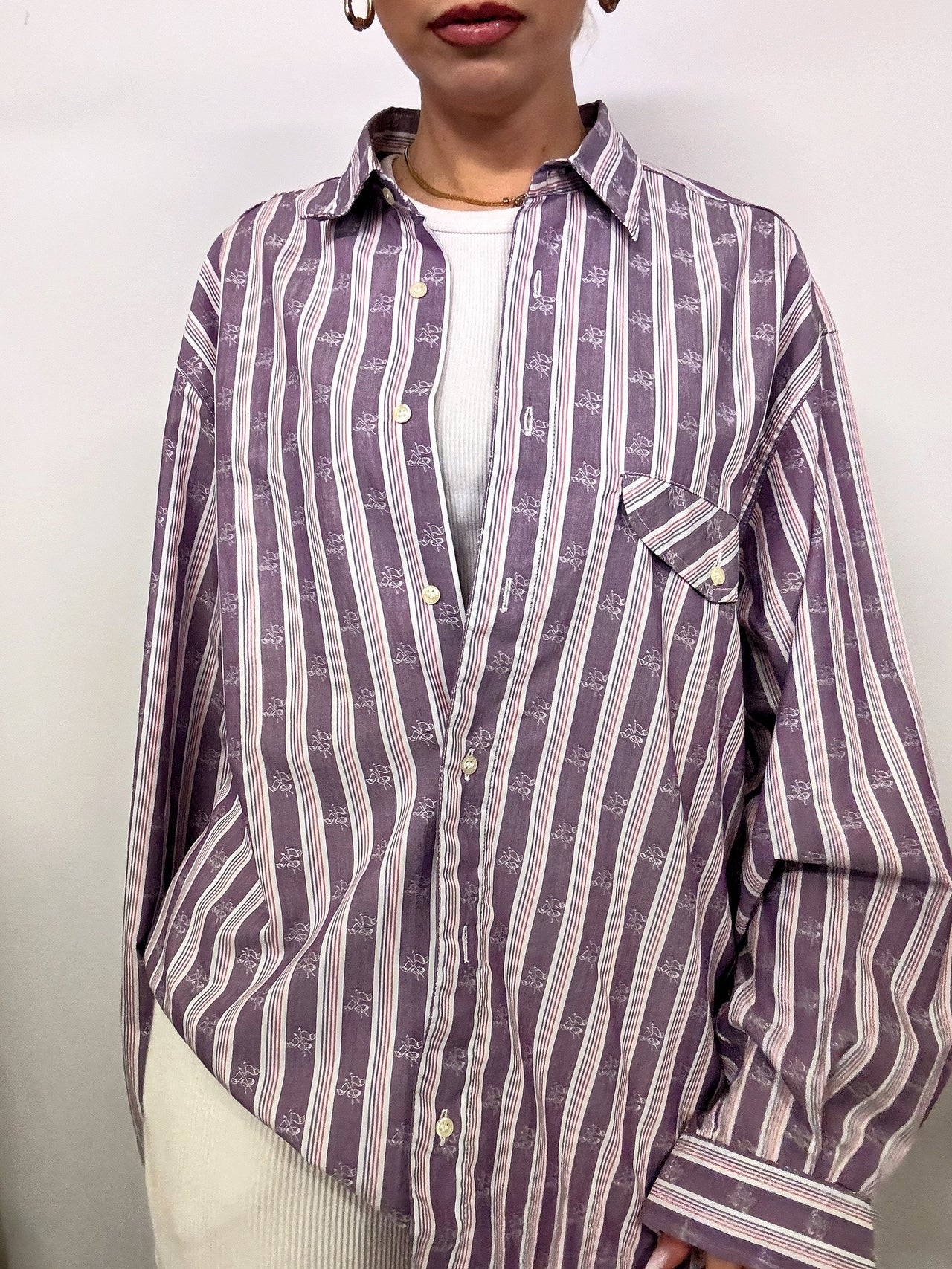 Vintage lila Satin Fluid Shirt L