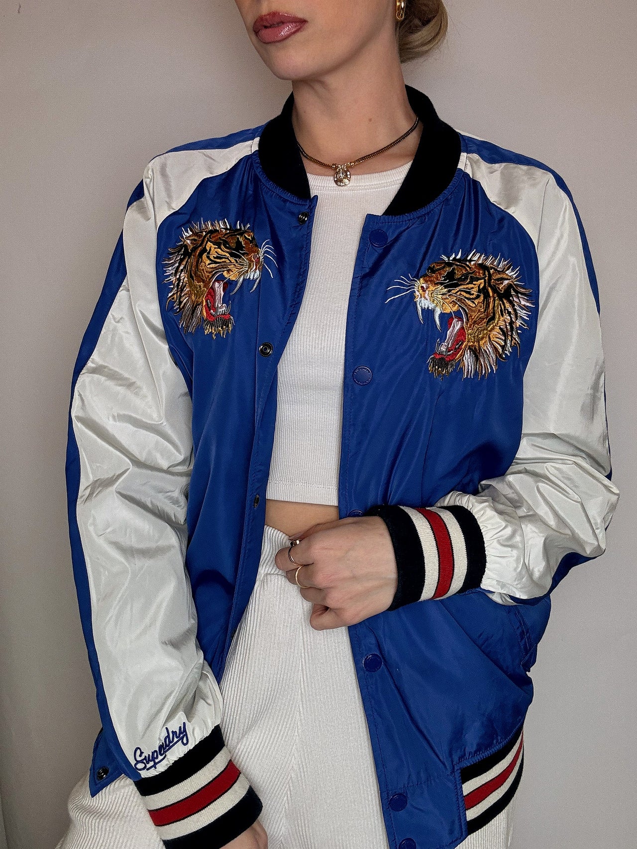 Blouson japonais bleu SUPERDRY M vintage