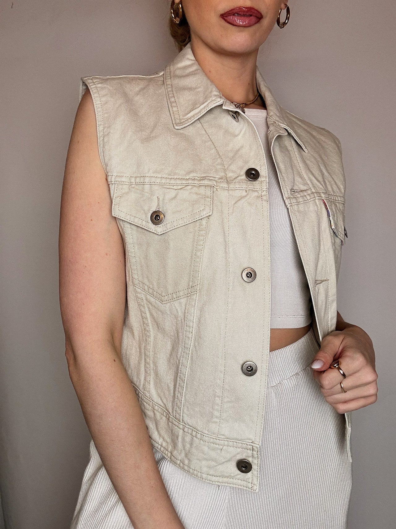 Gilet en denim beige M vintage